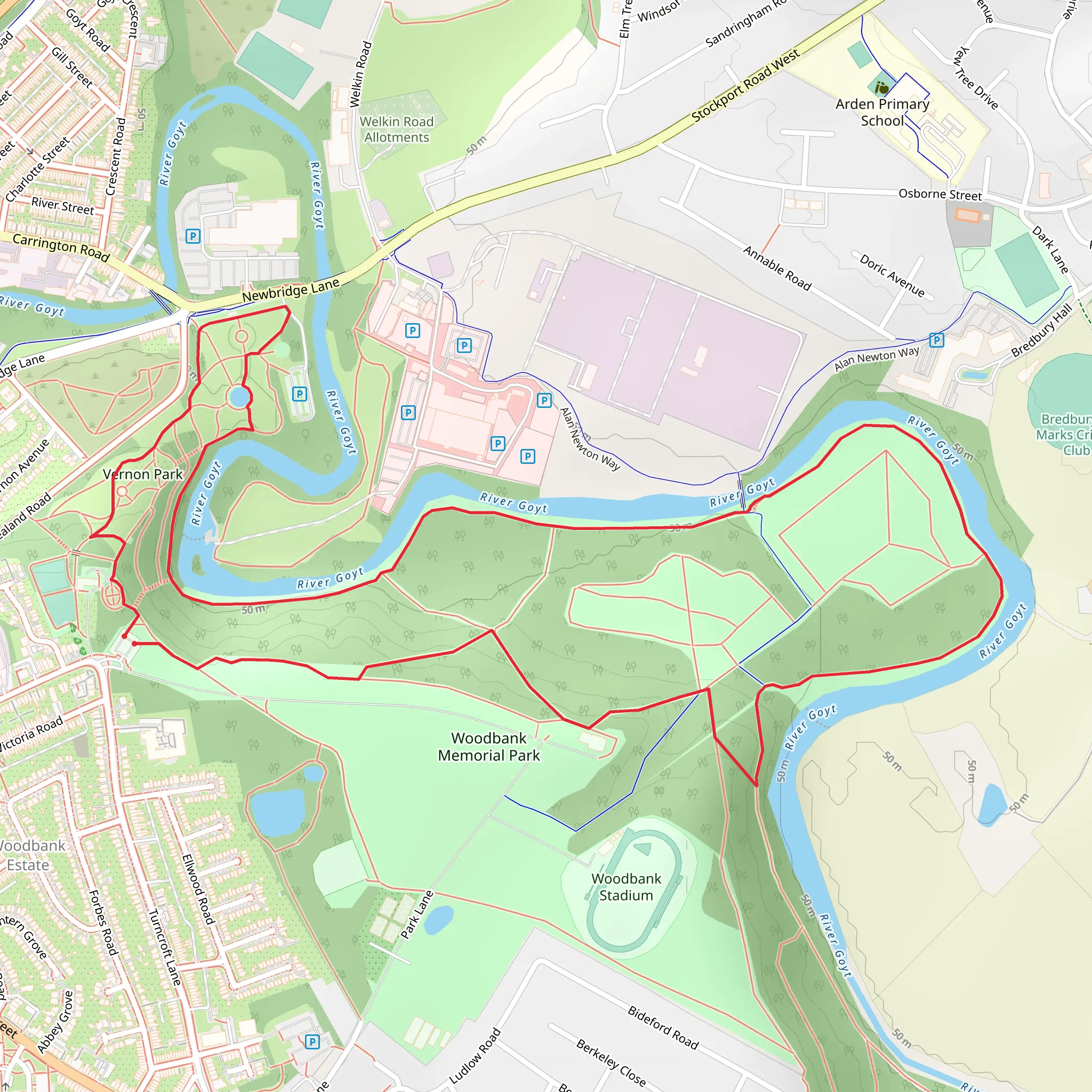 Vernon and Woodbank Park mobile static map