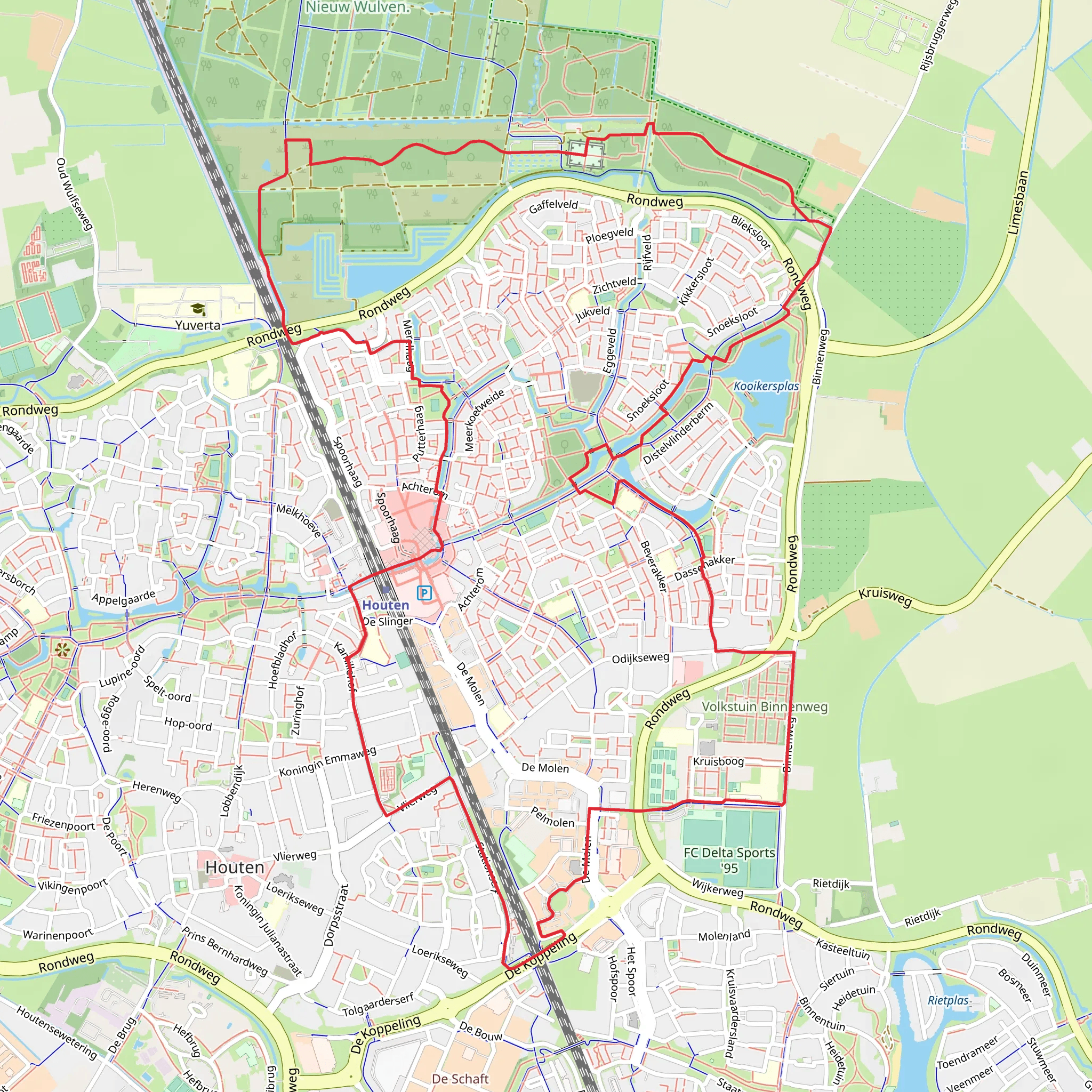 Het Grote Fort and Kooikersplas via Nieuw Wulven and Stationserf mobile static map