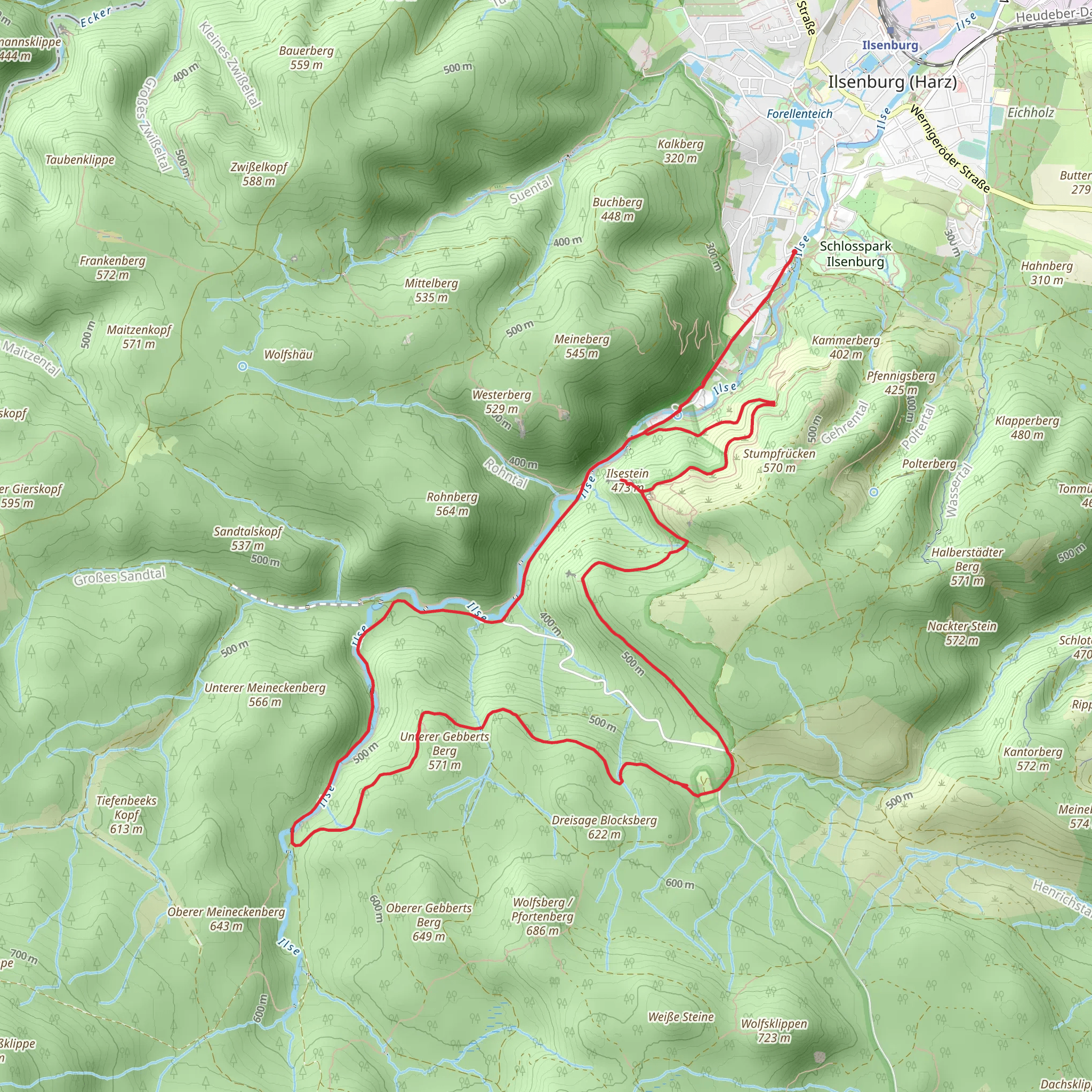 Ilsestein via Brockenlauf and Ilsenburg - Plessenburg - Darlingerode mobile static map