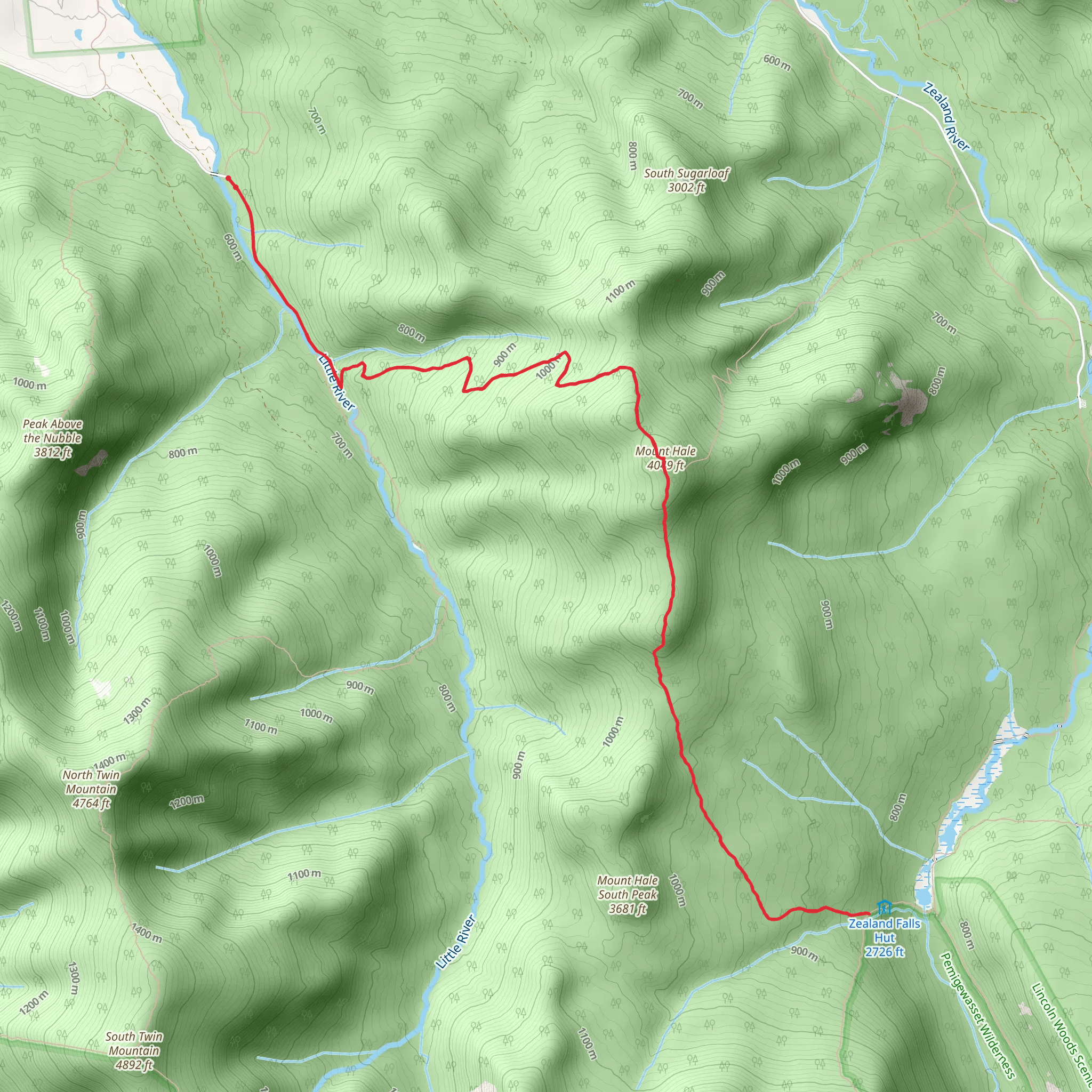 Lend - A - Hand Trail and Mount Hale via North Twin Trail mobile static map