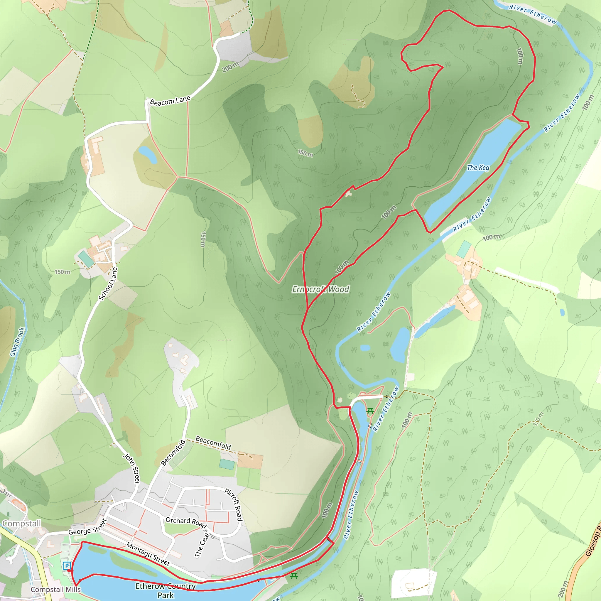 Etherow Country Park-Lake and Ernocroft Wood Loop mobile static map