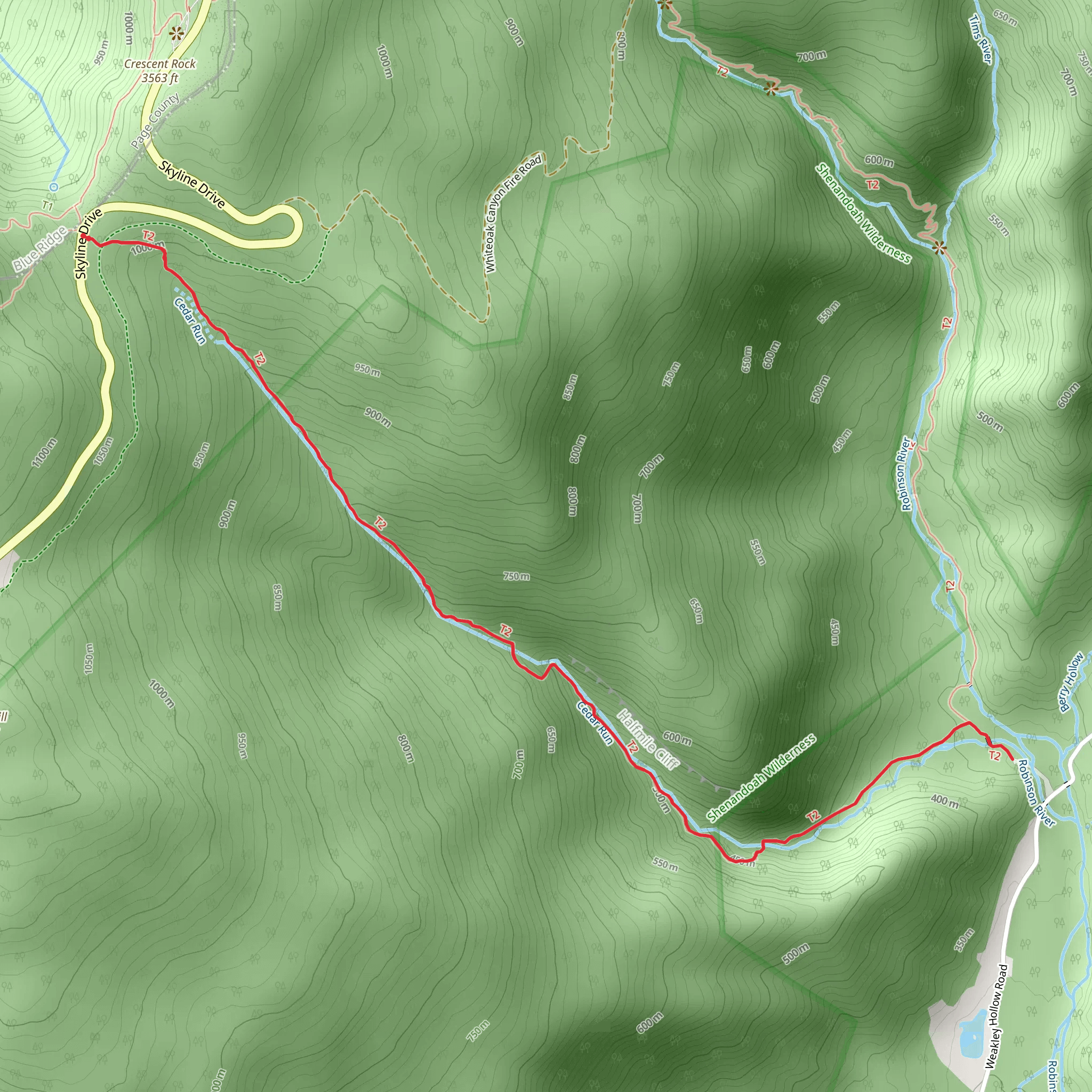 Cedar Run Trail mobile static map