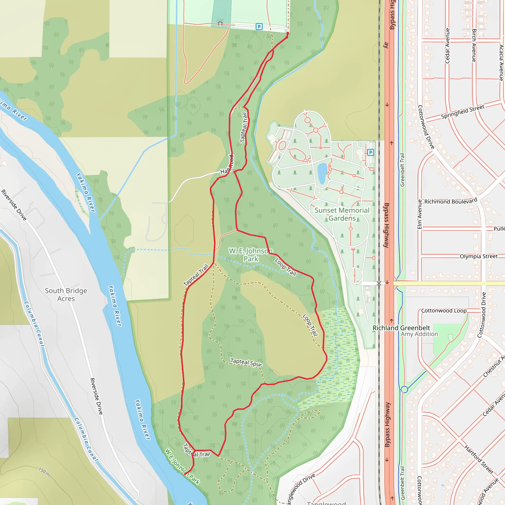 Tapteal and Hall Road Loop Trail mobile static map