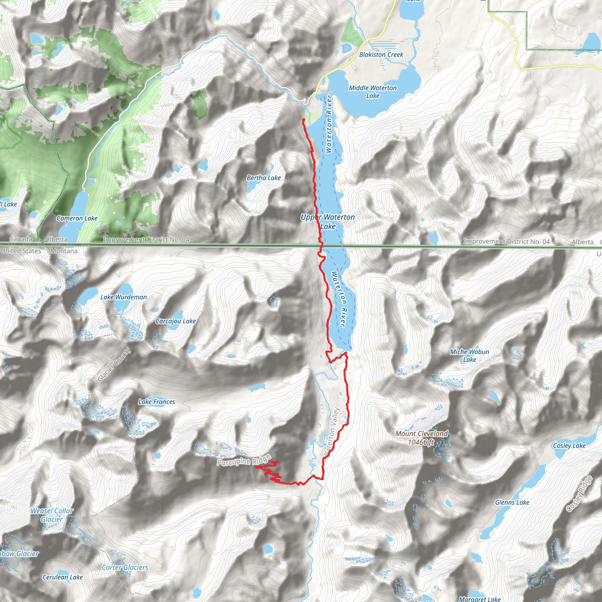 Porcupine Lookout Trail via CDT mobile static map