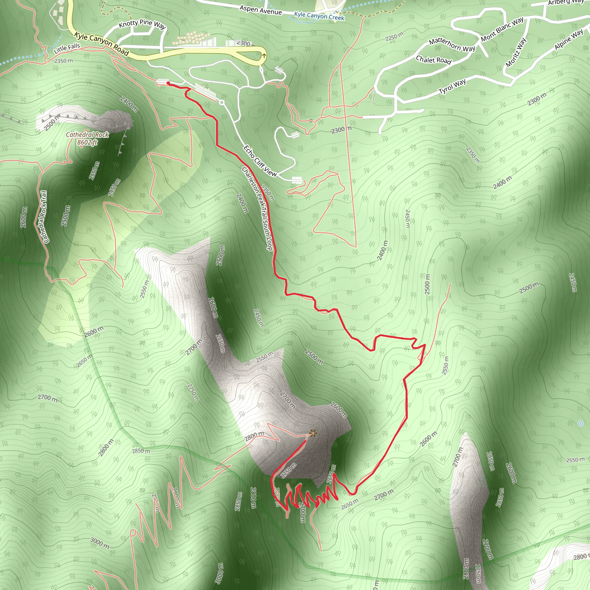 Charleston Peak Trail South mobile static map