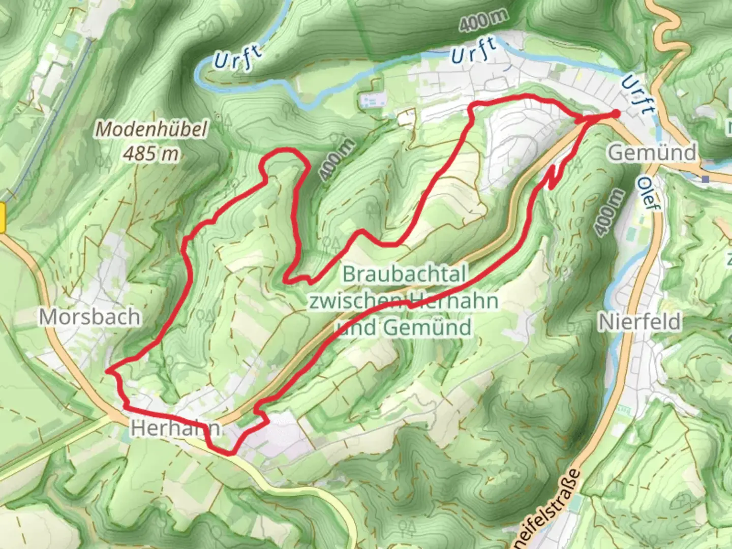 An image depicting the trail Braubach Loop and its surrounding area.
