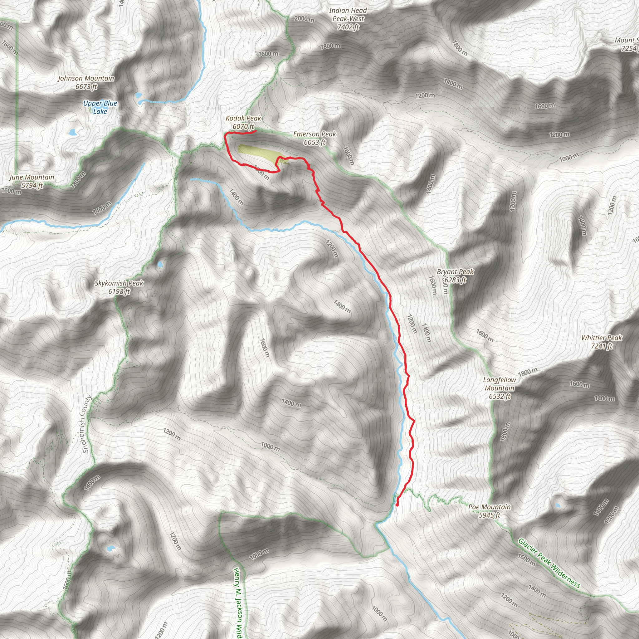 Kodak Peak via Little Wenatchee Trail mobile static map