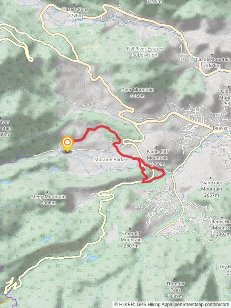 An image depicting the trail Big Thompson River, Tuxedo Park YMCA Camp and Moraine Tuxedo Cutoff Loop Trail and its surrounding area.
