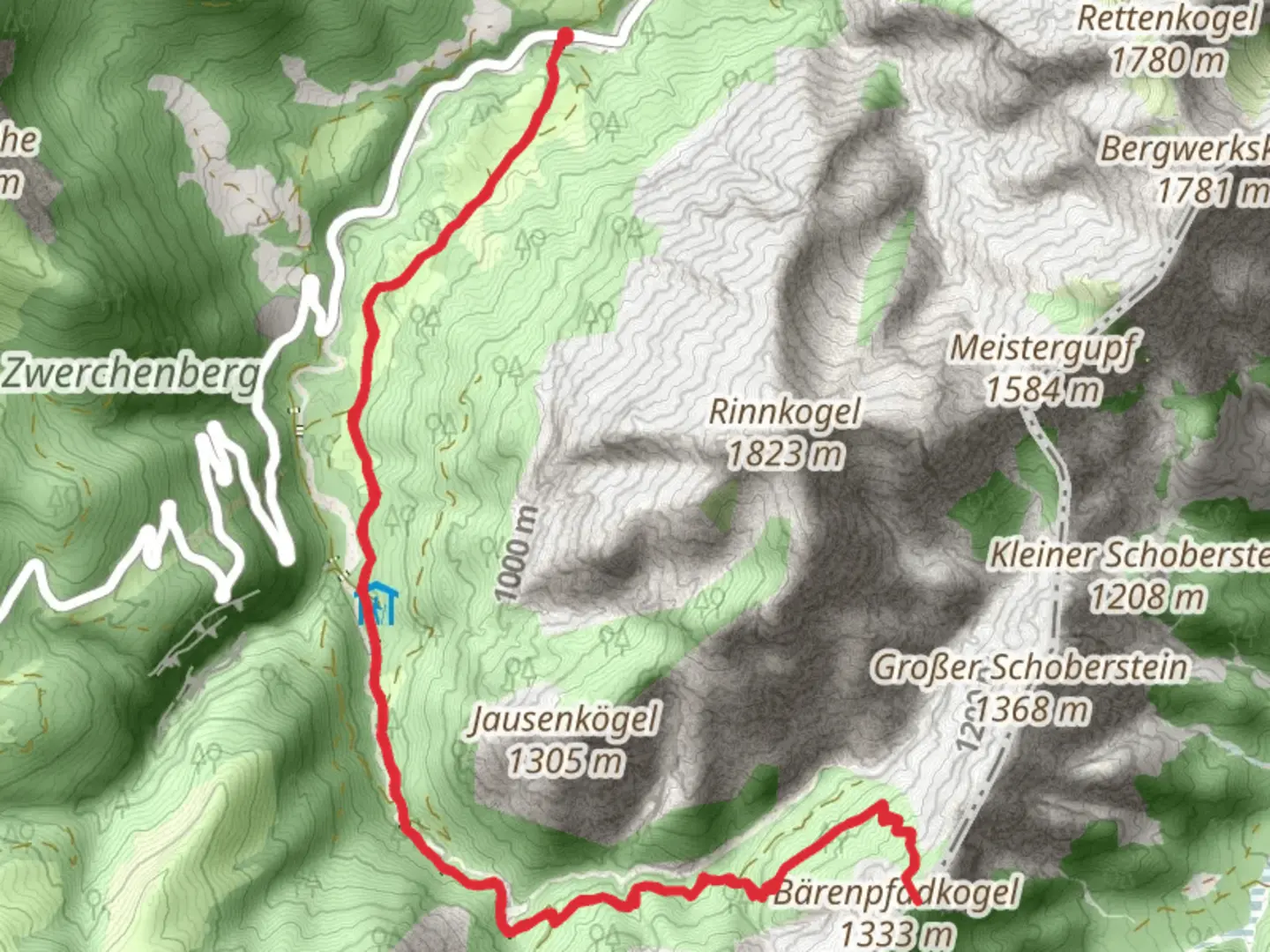 An image depicting the trail Bärenpfad and its surrounding area.