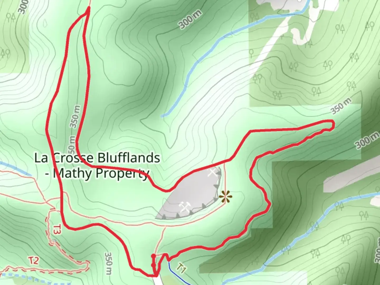An image depicting the trail Old Quarry Road and Sidwinder Loop and its surrounding area.