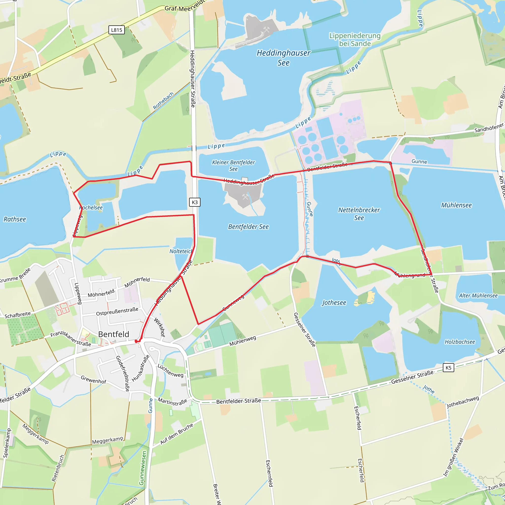 Rochelsee, Bentfelder See and Nettelnbrecker See Loop mobile static map