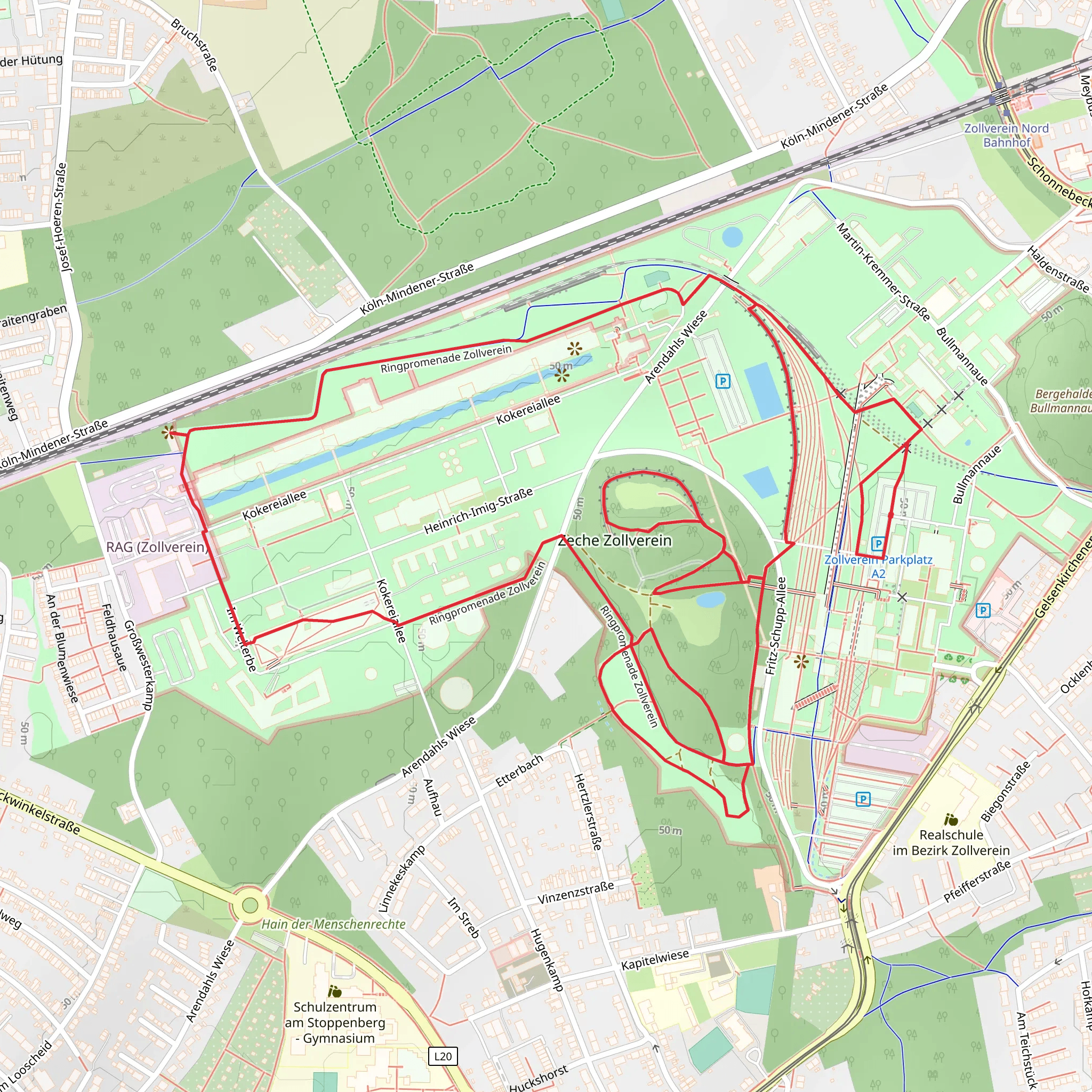 Zeche Zollverein Loop via ZollvereinSteig mobile static map
