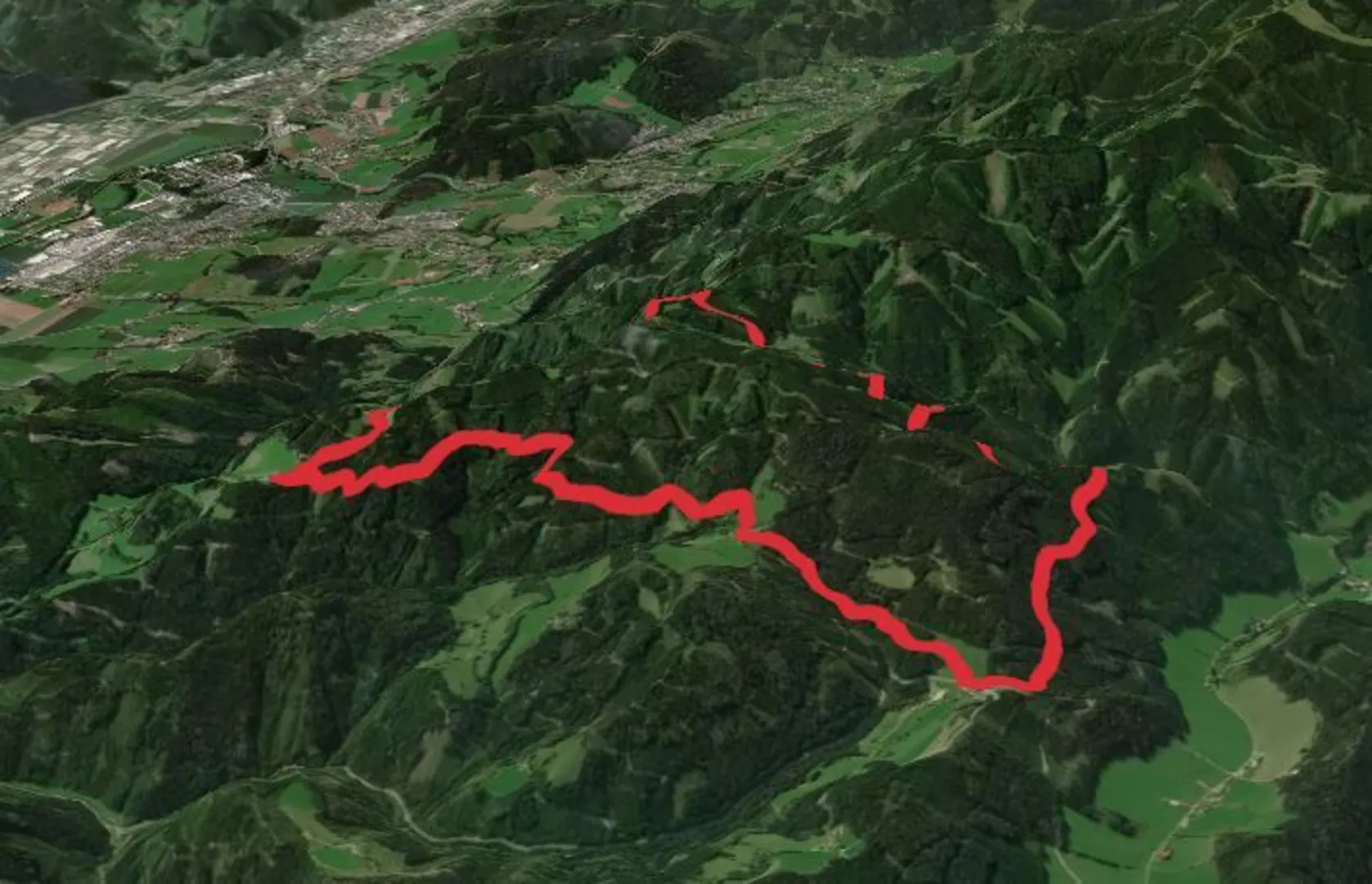 An image depicting the trail Romantischer Bründlweg and its surrounding area.