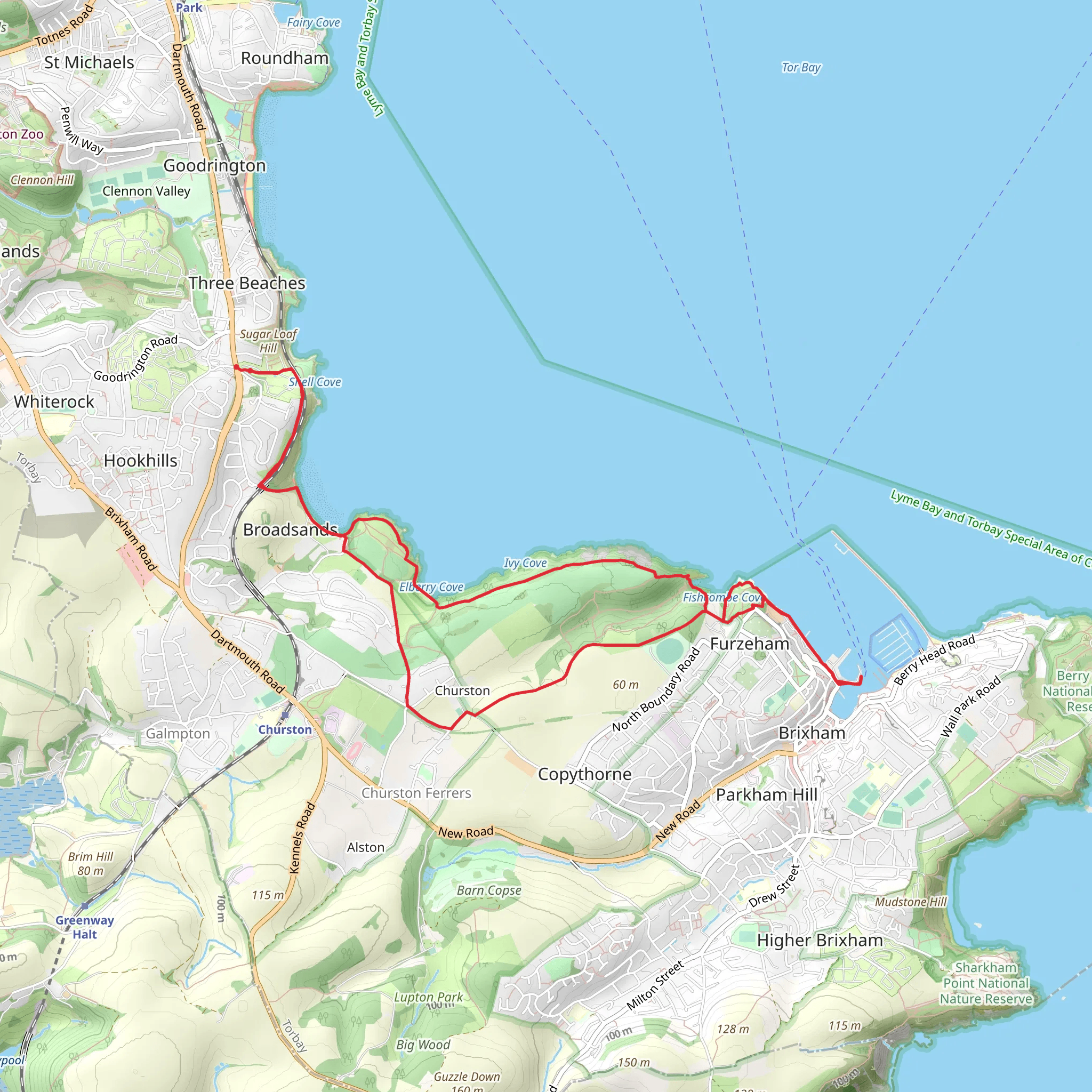 Fishcombe Cove and Battery Gardens mobile static map