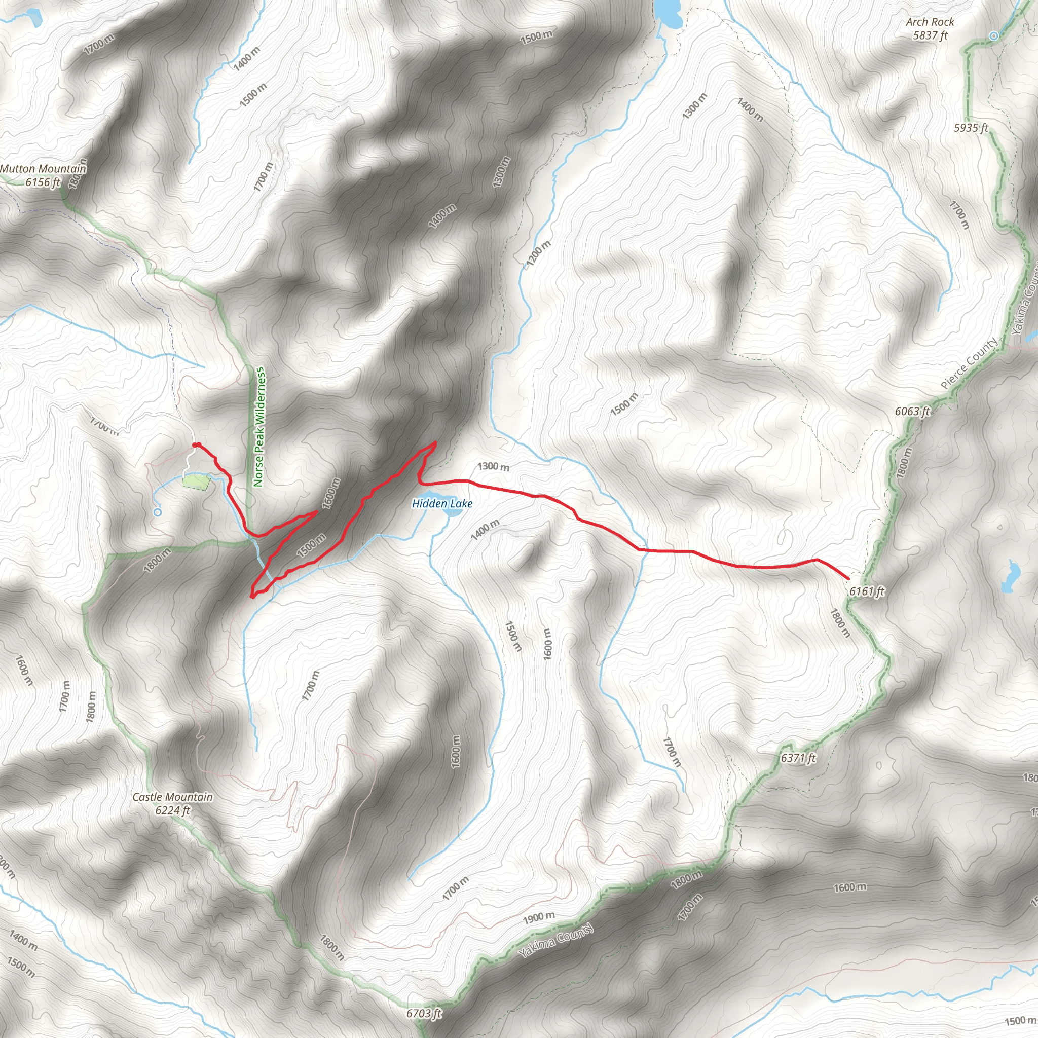 Tin Shack Tie Through Trail via Greenwater Lakes Trail mobile static map