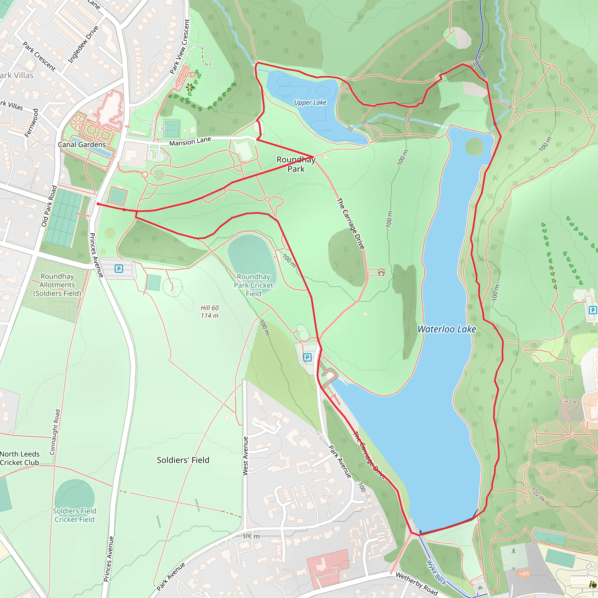 Roundhay Park mobile static map
