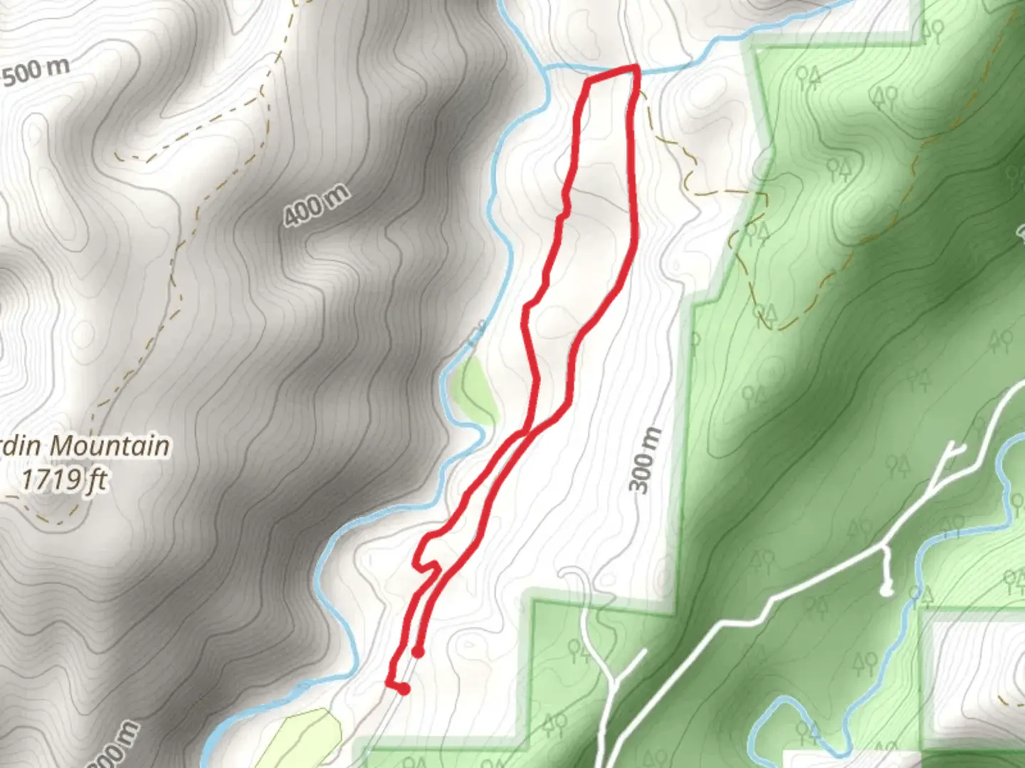 An image depicting the trail Hurdygurdy Creek and Big Flat Road Loop and its surrounding area.