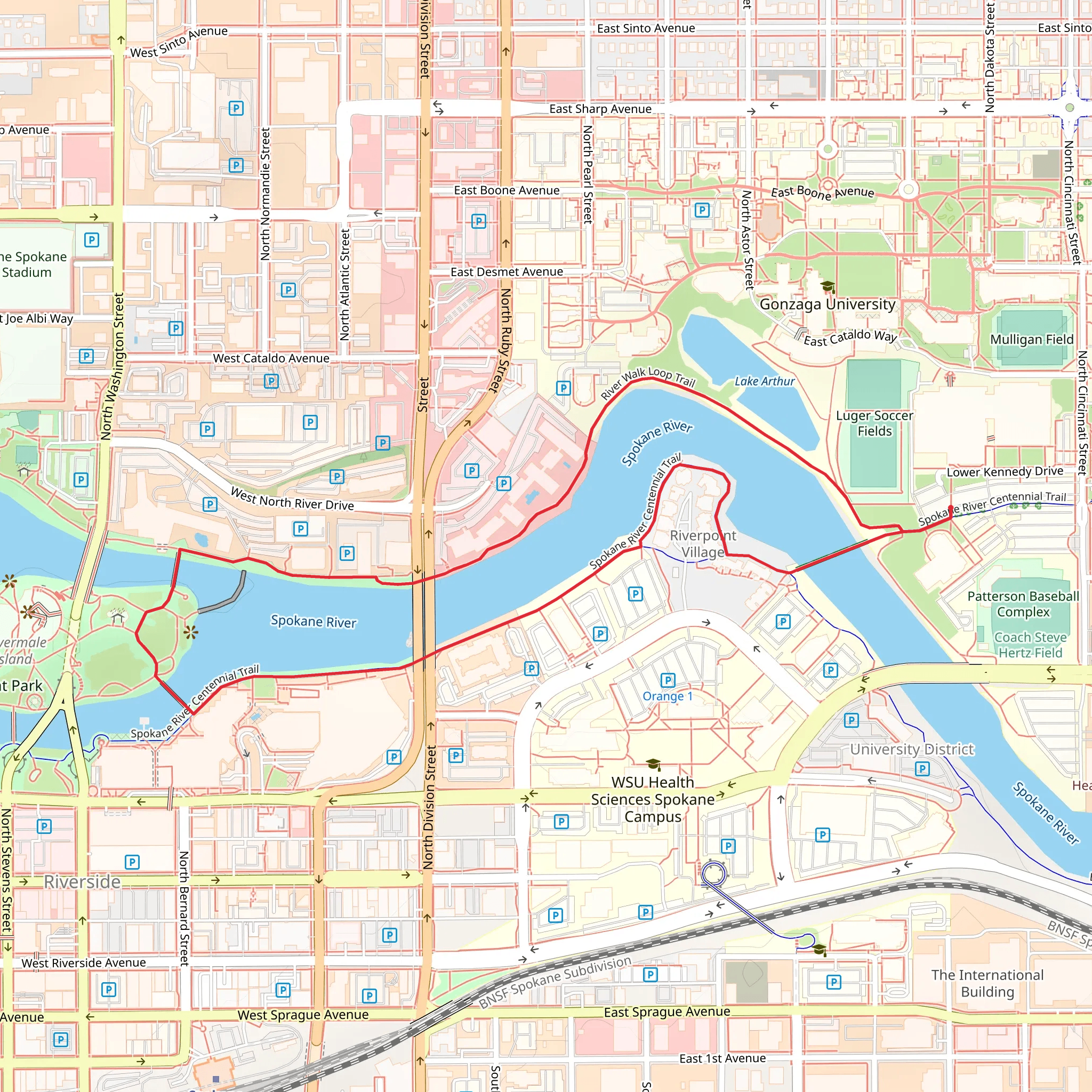 River Walk and Spokane River Centennial Loop Trail mobile static map
