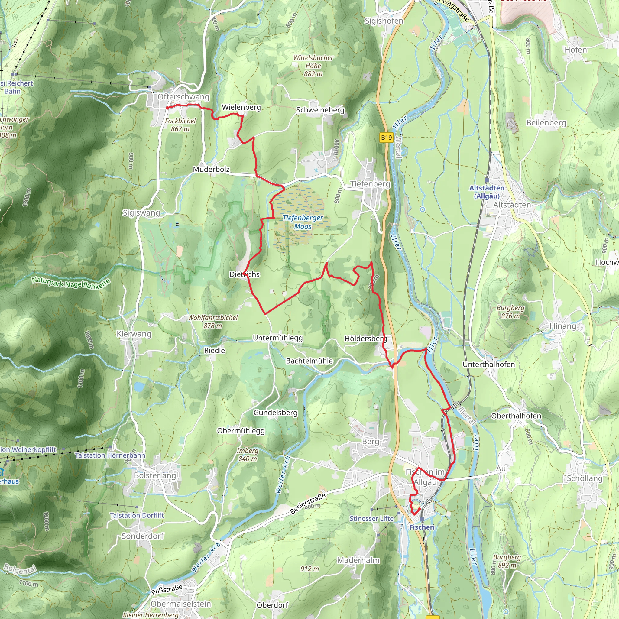 Offerschwang to Fischen via Himmelsstuermer Route mobile static map