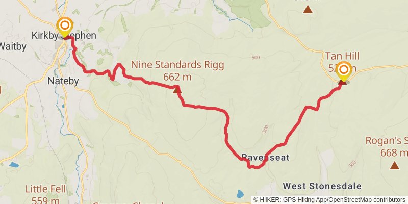 Carlisle to Cat and Fiddle Walk stage 24 Map