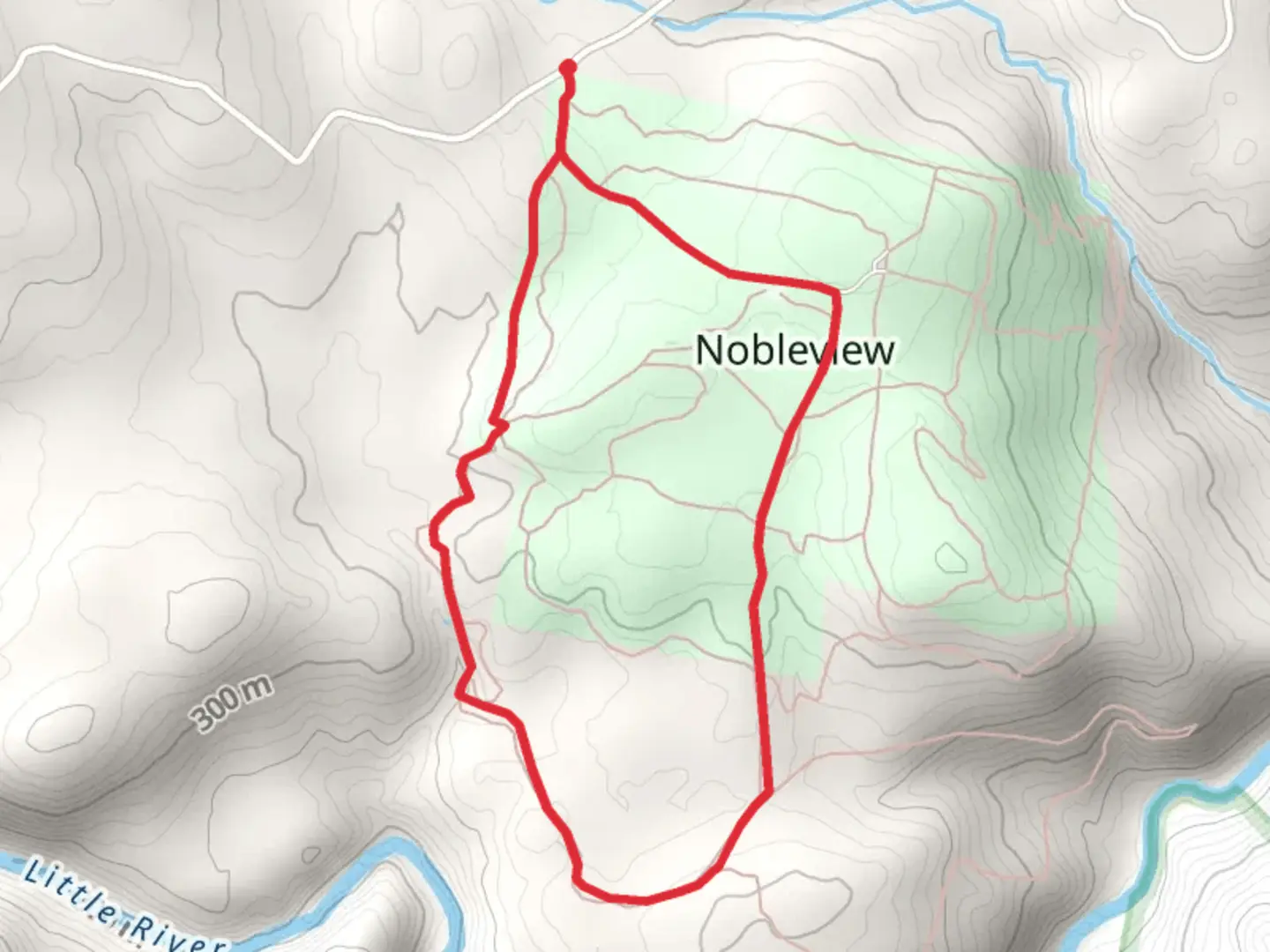 An image depicting the trail Laurel Lane and Pitcher Falls Loop and its surrounding area.