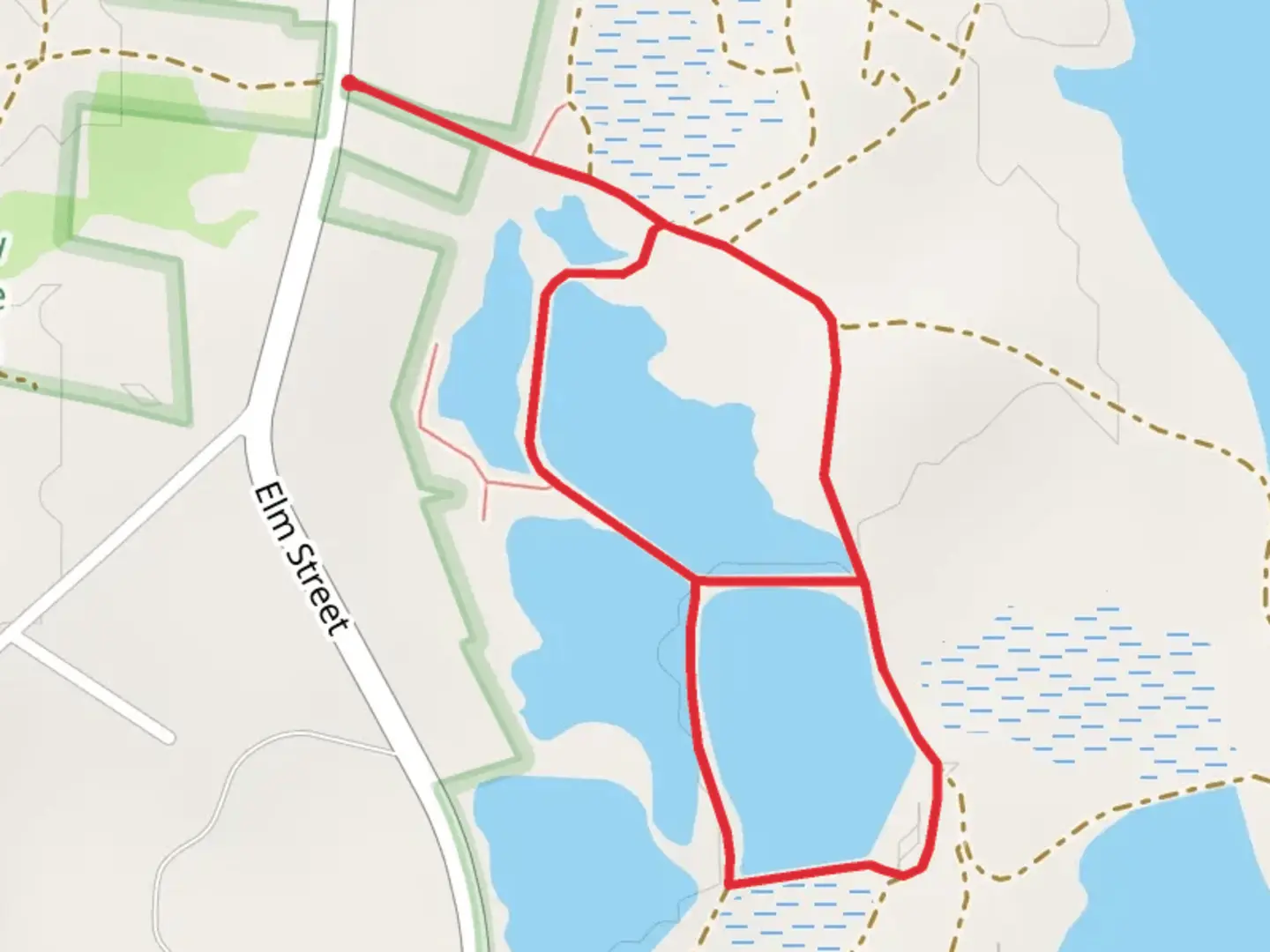 An image depicting the trail Burrage Pond Wildlife Management Area Loop and its surrounding area.