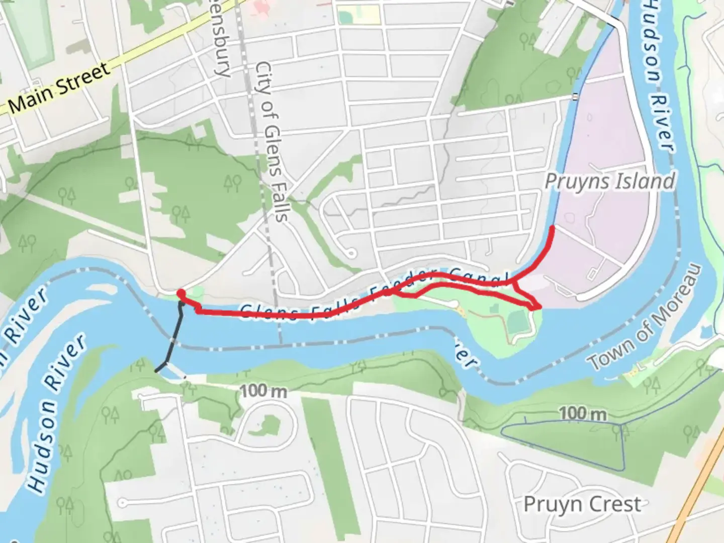 An image depicting the trail Feeder Canal Heritage Trail Loop and its surrounding area.
