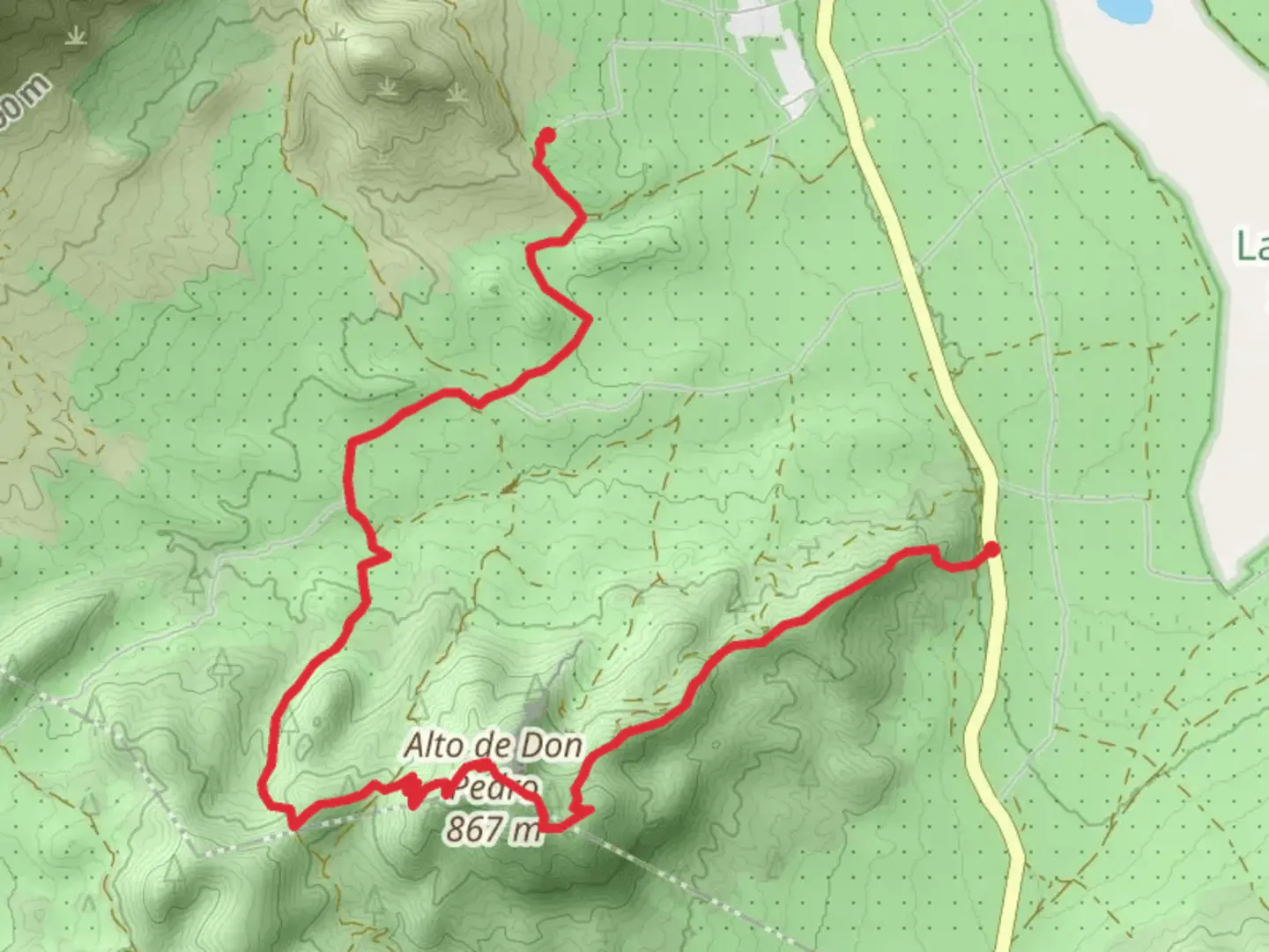 An image depicting the trail Salinas - Alto de Don Pedro - S Isidro PR CV 165 and its surrounding area.
