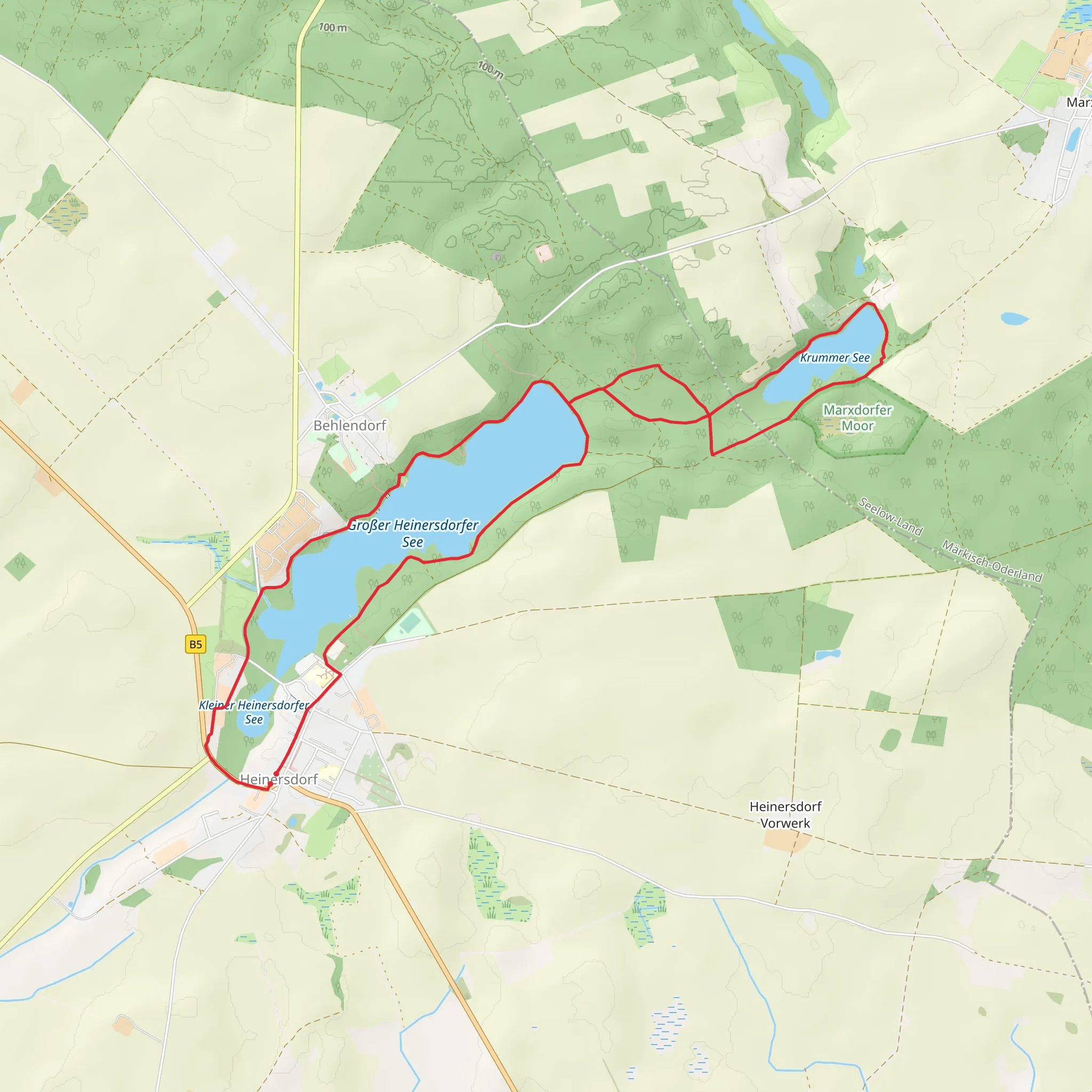 Großer Heinersdorfer See and Krummer See Loop mobile static map