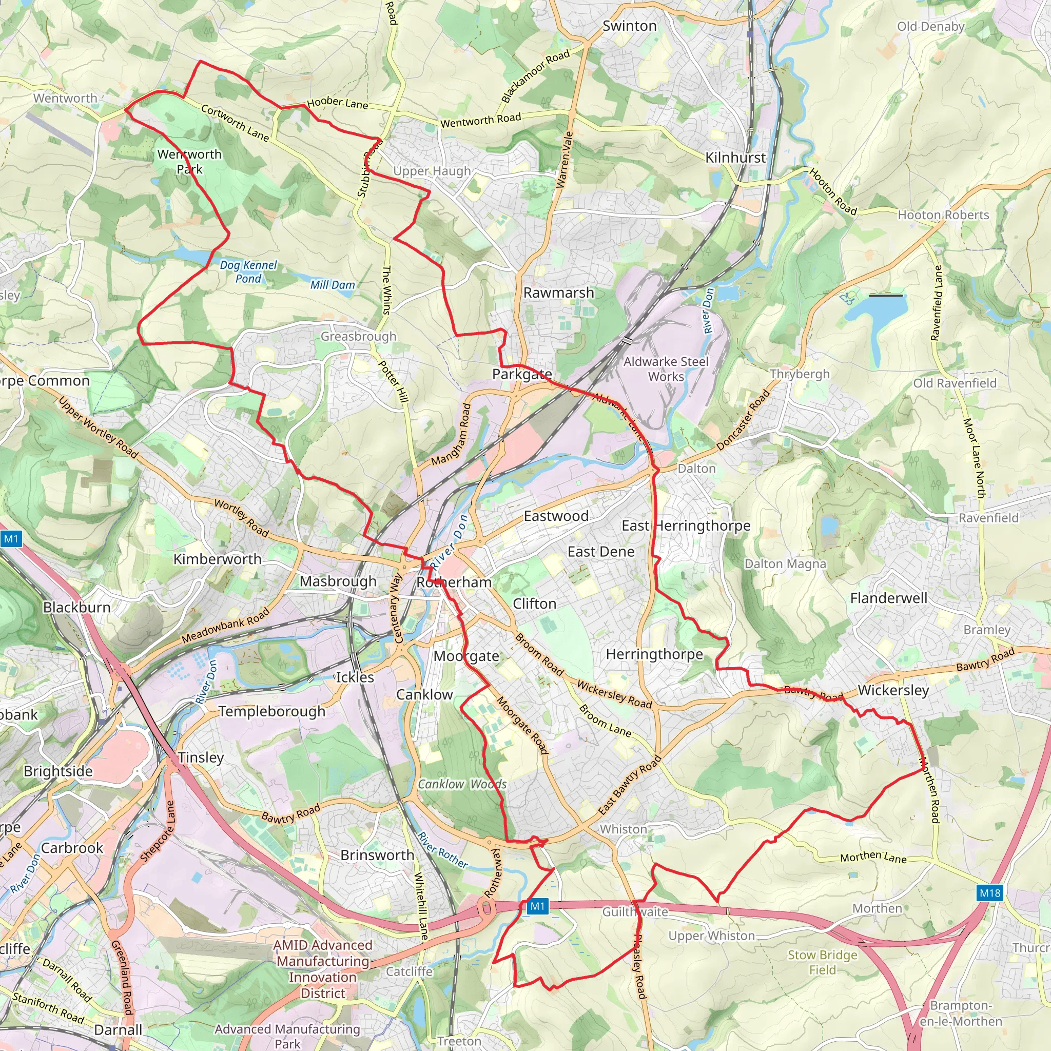 Rotherham Round Walk mobile static map