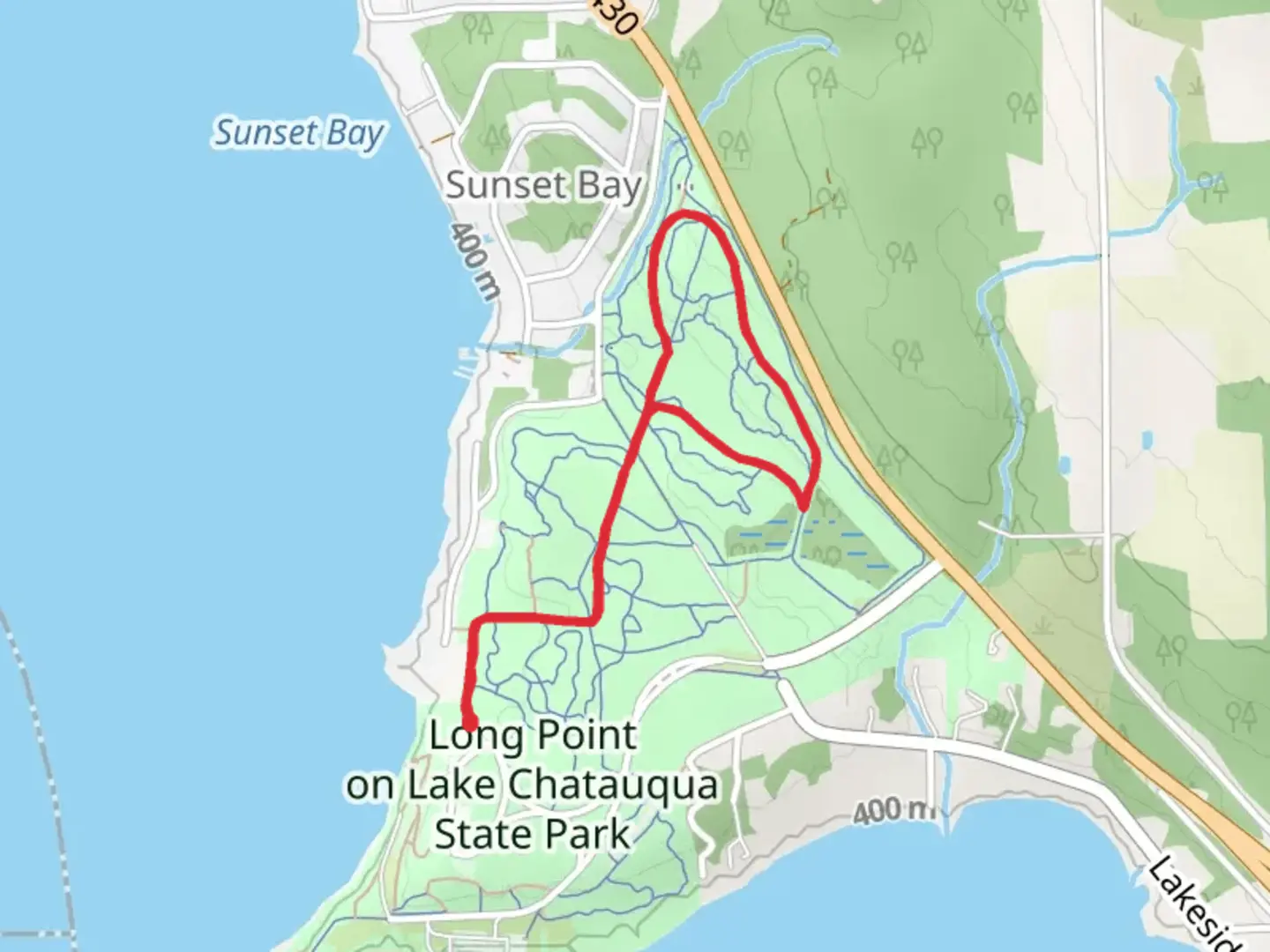 An image depicting the trail Long Point Park Loop Trail and its surrounding area.