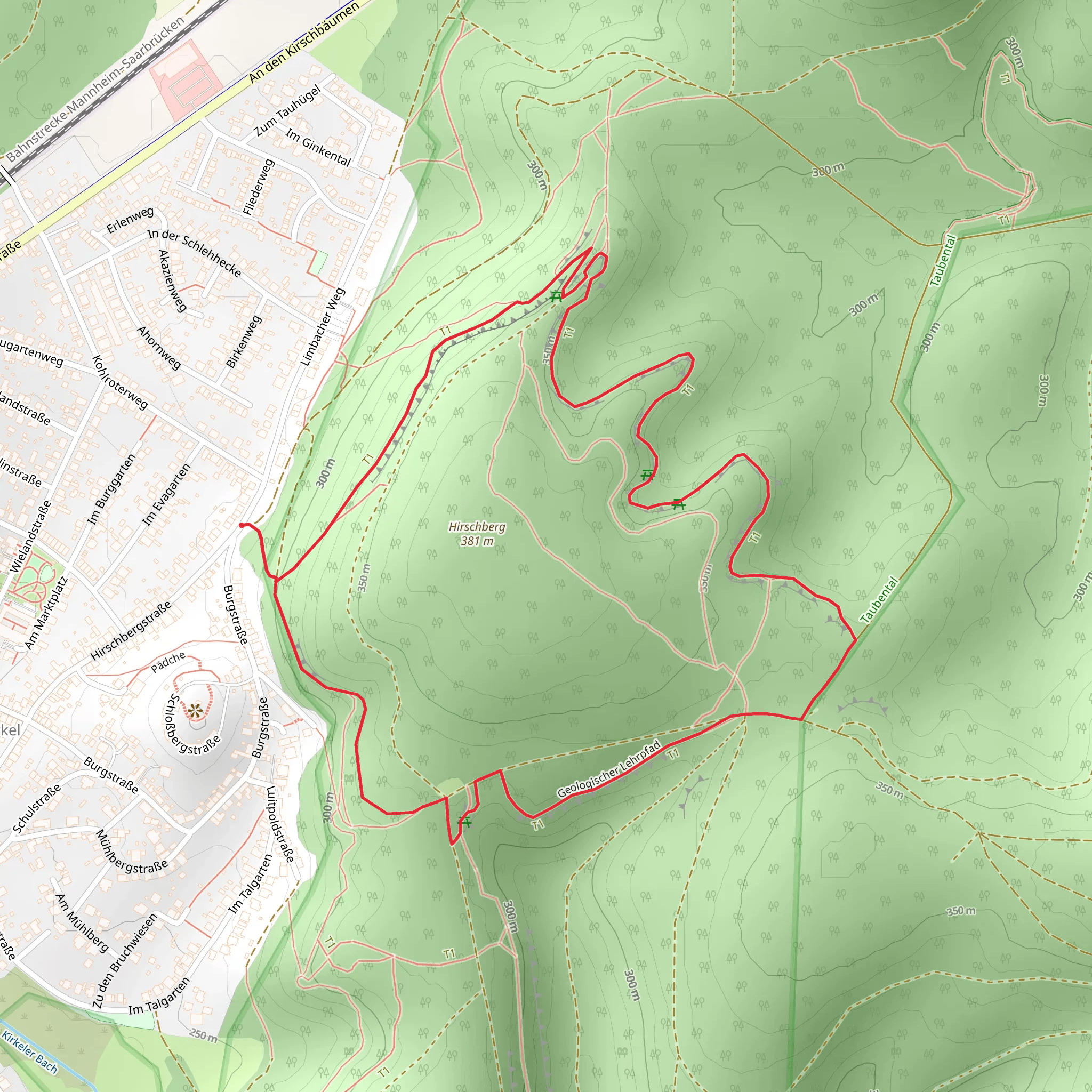 Wasserfelsen and Florianbrunnen via Geologischer Lehrpfad mobile static map