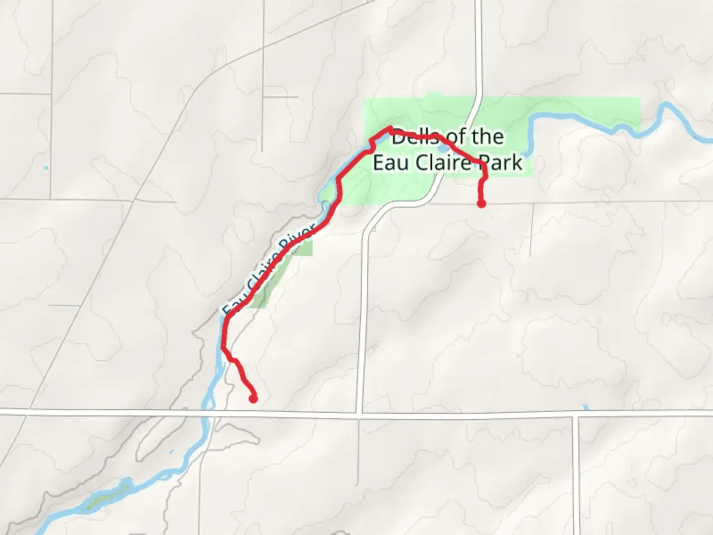 An image depicting the trail Eau Claire River via Ice Age Trail and its surrounding area.