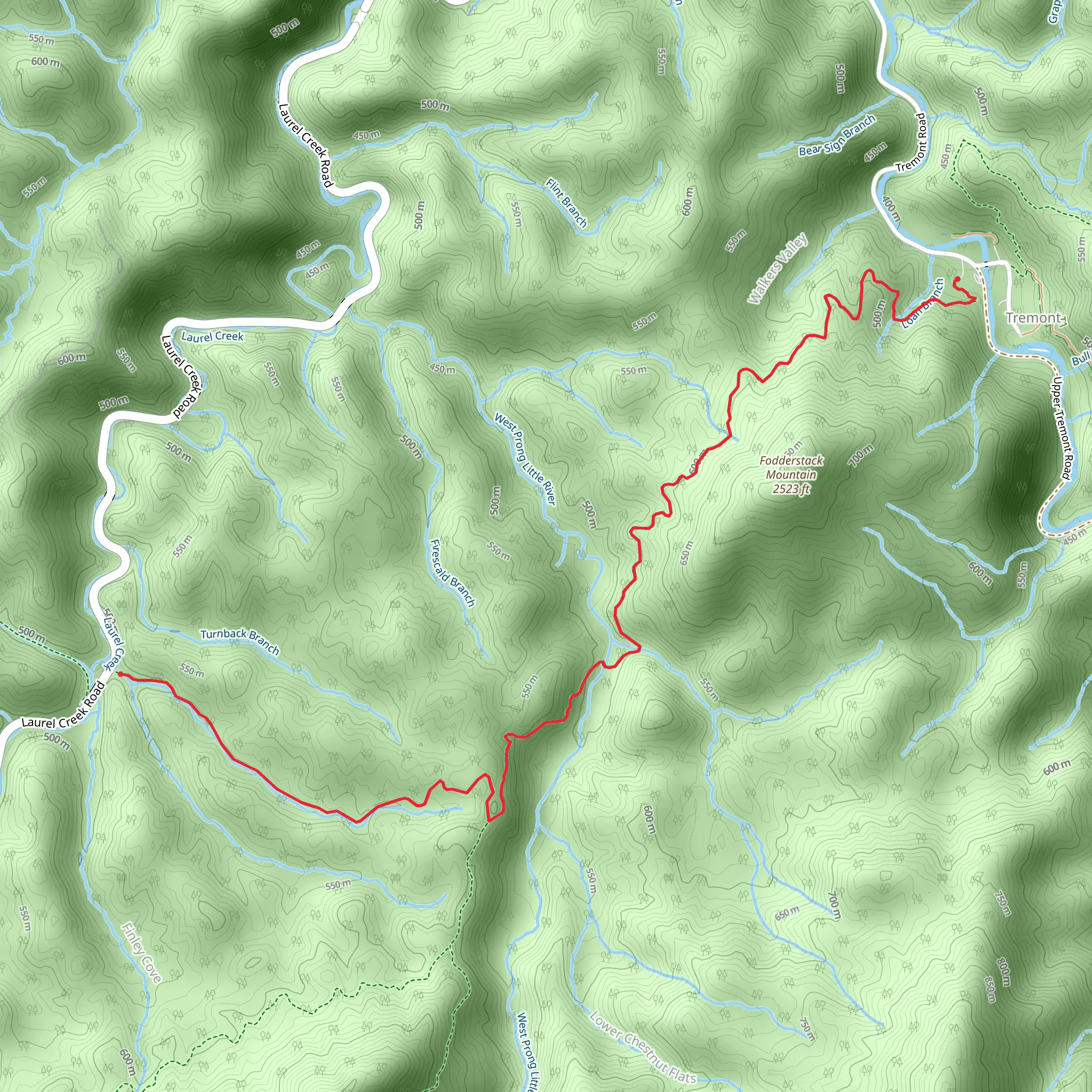 West Prong and Bote Mountain Trail mobile static map