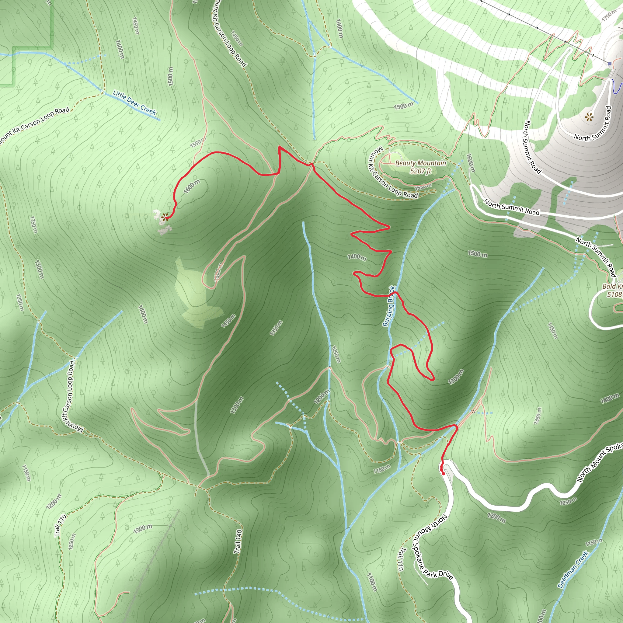 Mount Kit Carson via Trail 100 mobile static map