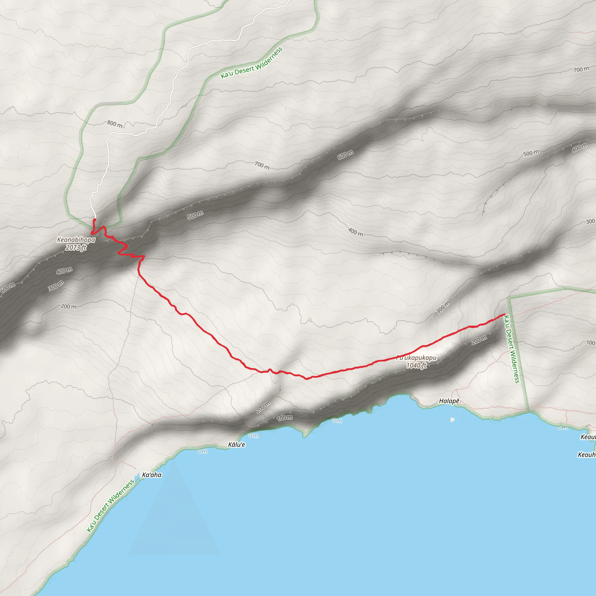 Hilina Pali Trail from Hilina Pali Road mobile static map