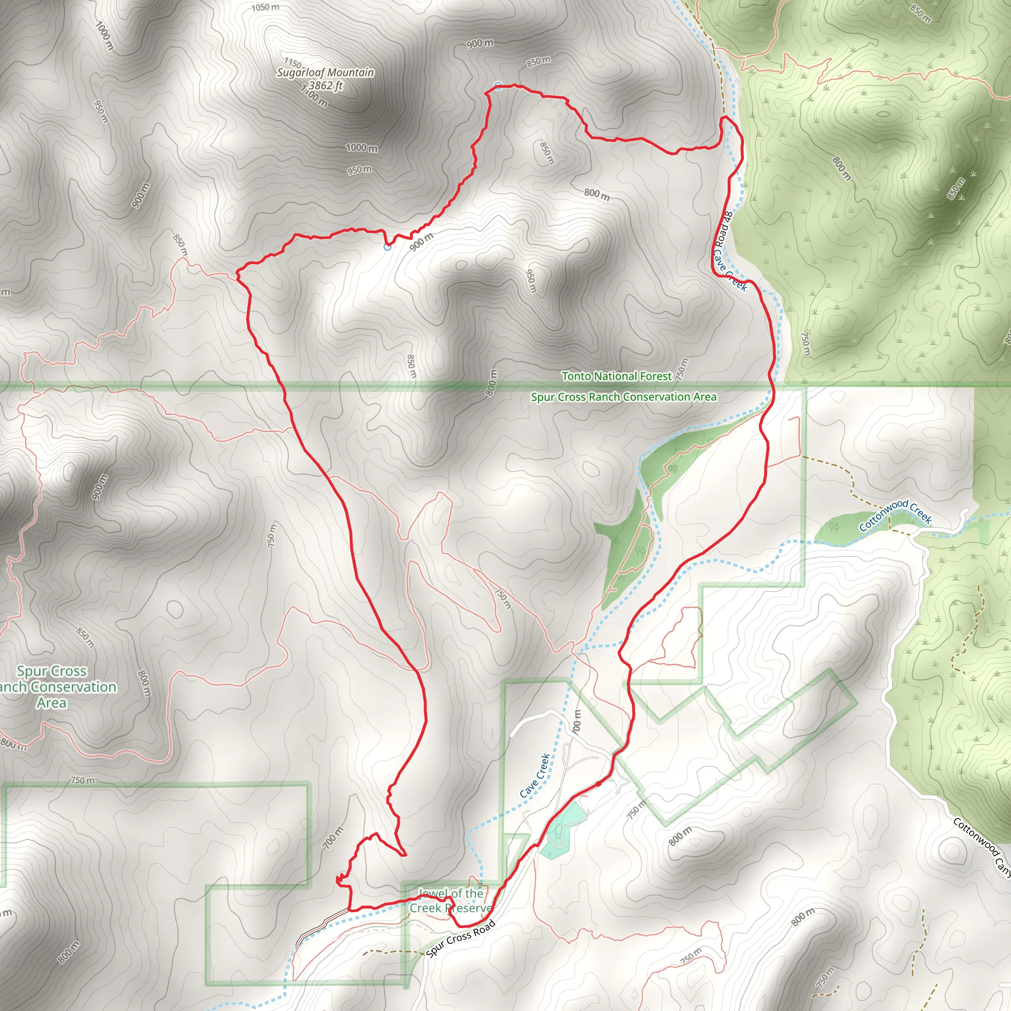 Maricopa, Limestone and Elephant Mountain Loop Trail mobile static map