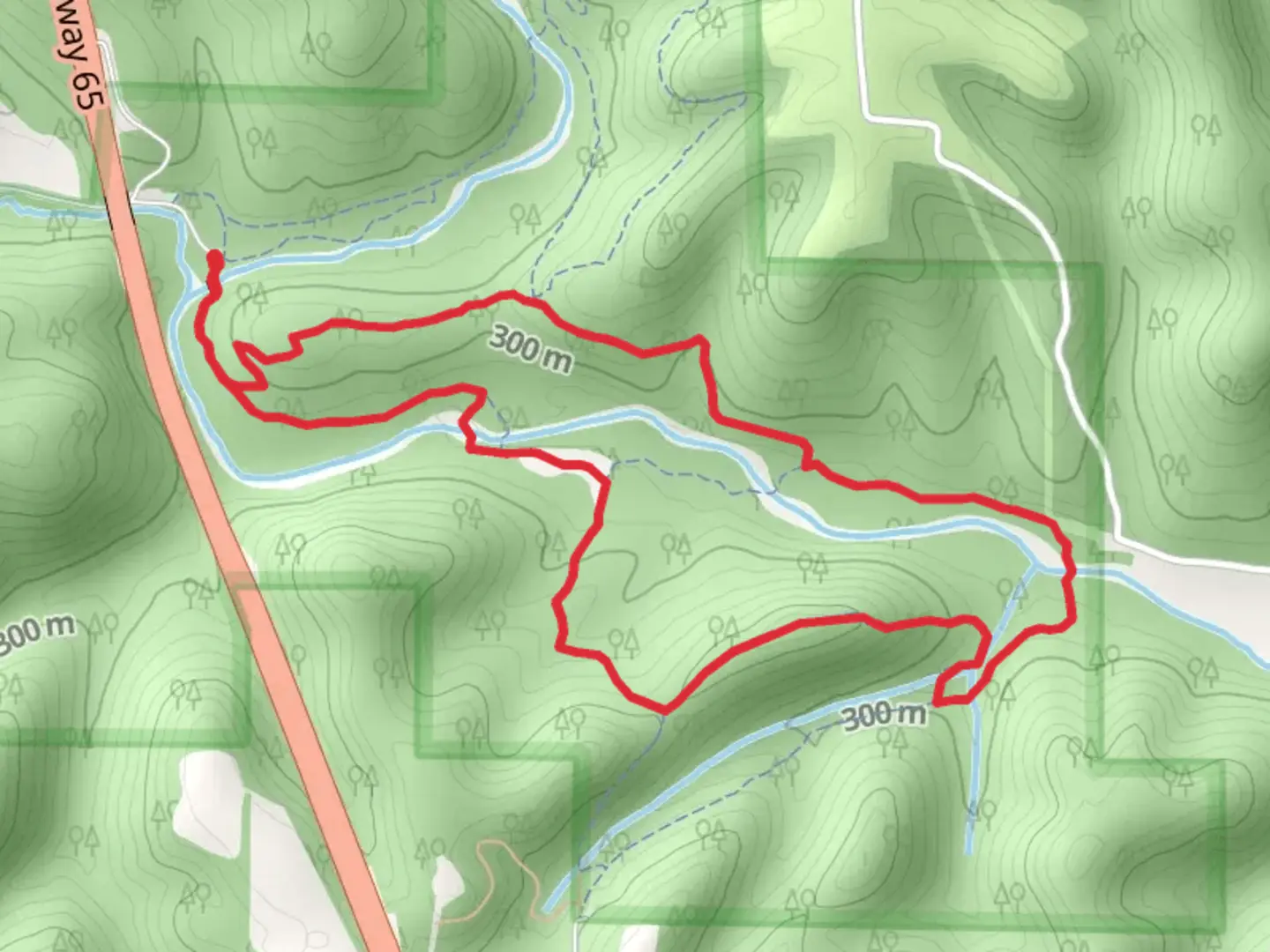 An image depicting the trail Busiek Yellow Loop Trail and its surrounding area.