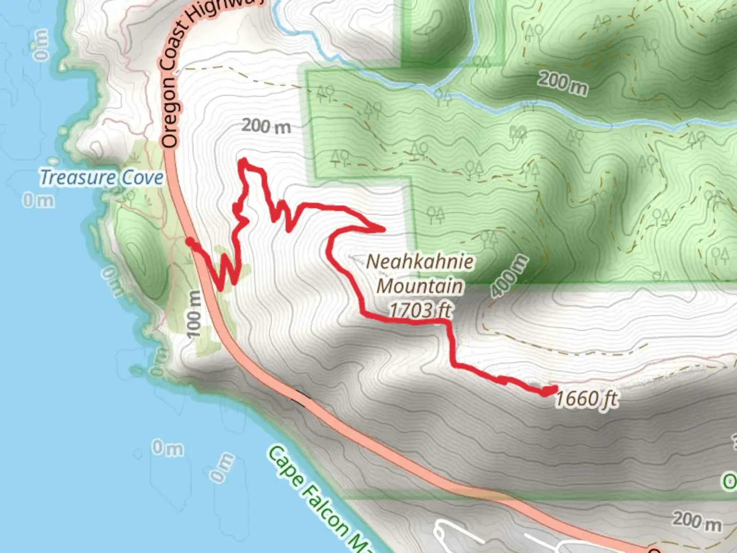 An image depicting the trail North Neah-Kah-Nie Mountain Trail and its surrounding area.