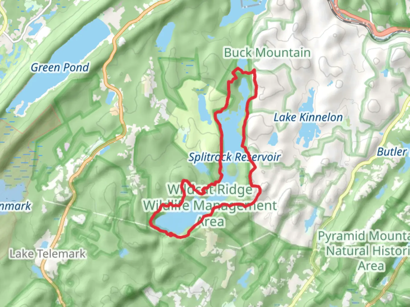 An image depicting the trail Splitrock Reservoir Loop and its surrounding area.