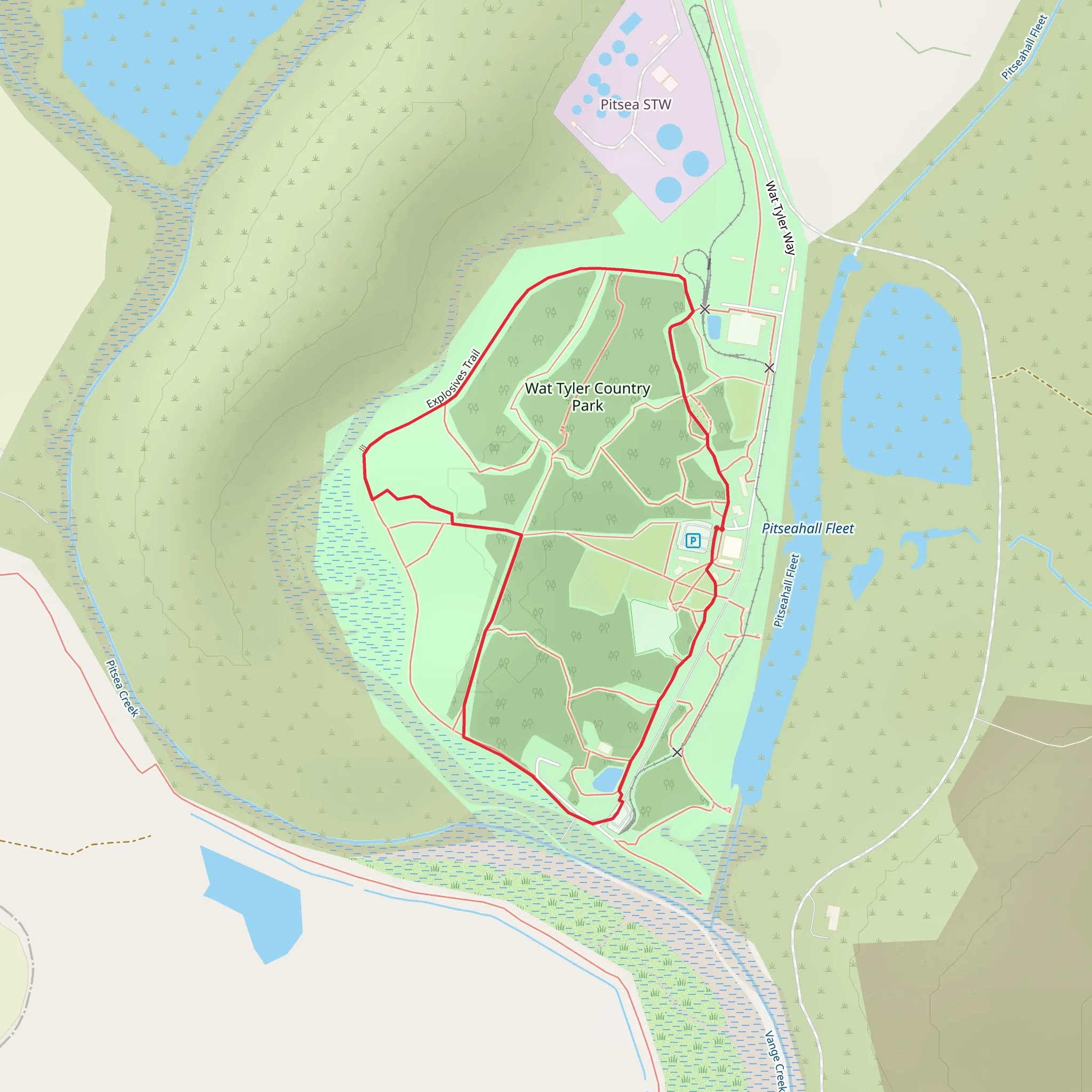 Wat Tyler Country Park Loop mobile static map