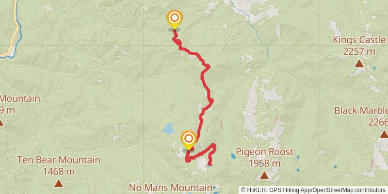 Gold Granite and Green Granite Lake via Johnson's Hunting Ground Trail stage 3 Map