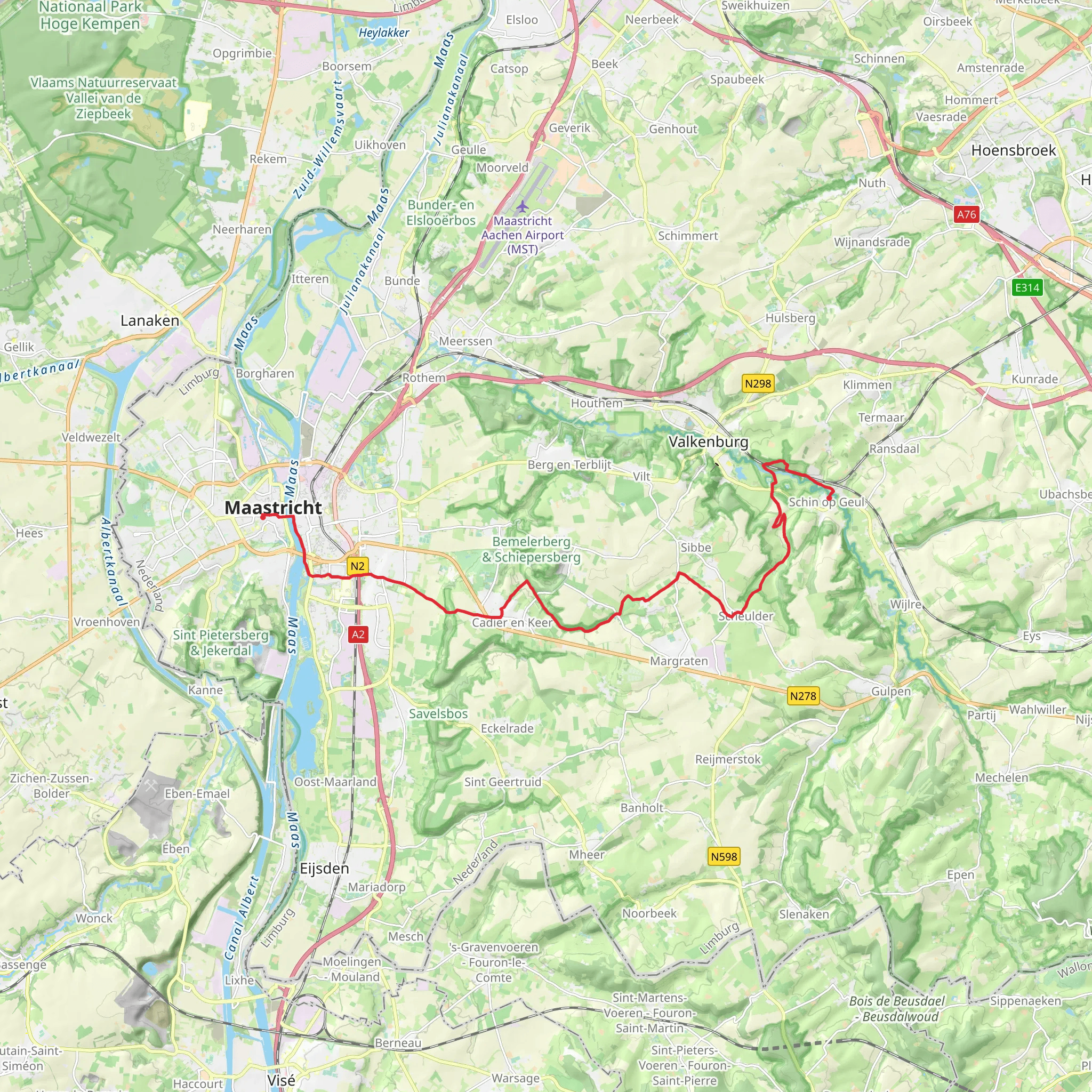 Schin op Geul to Binnen via De Kluis and Schiepersberg mobile static map