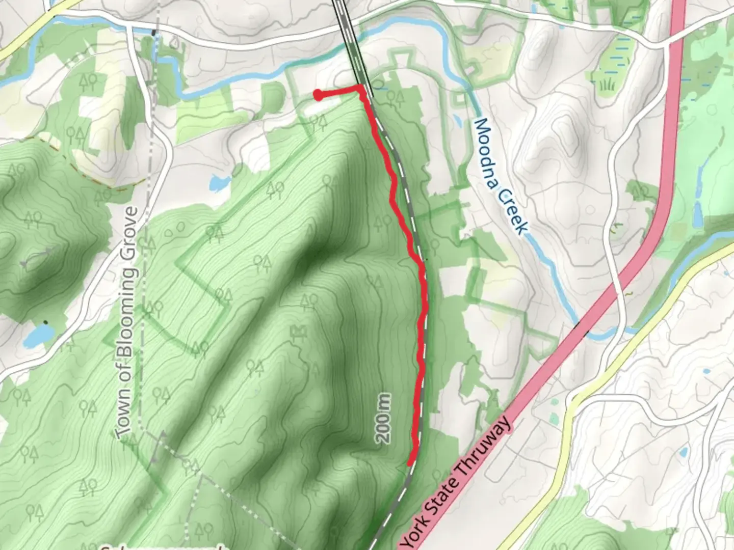 An image depicting the trail Otterkill Trail from Otterkill Road and its surrounding area.