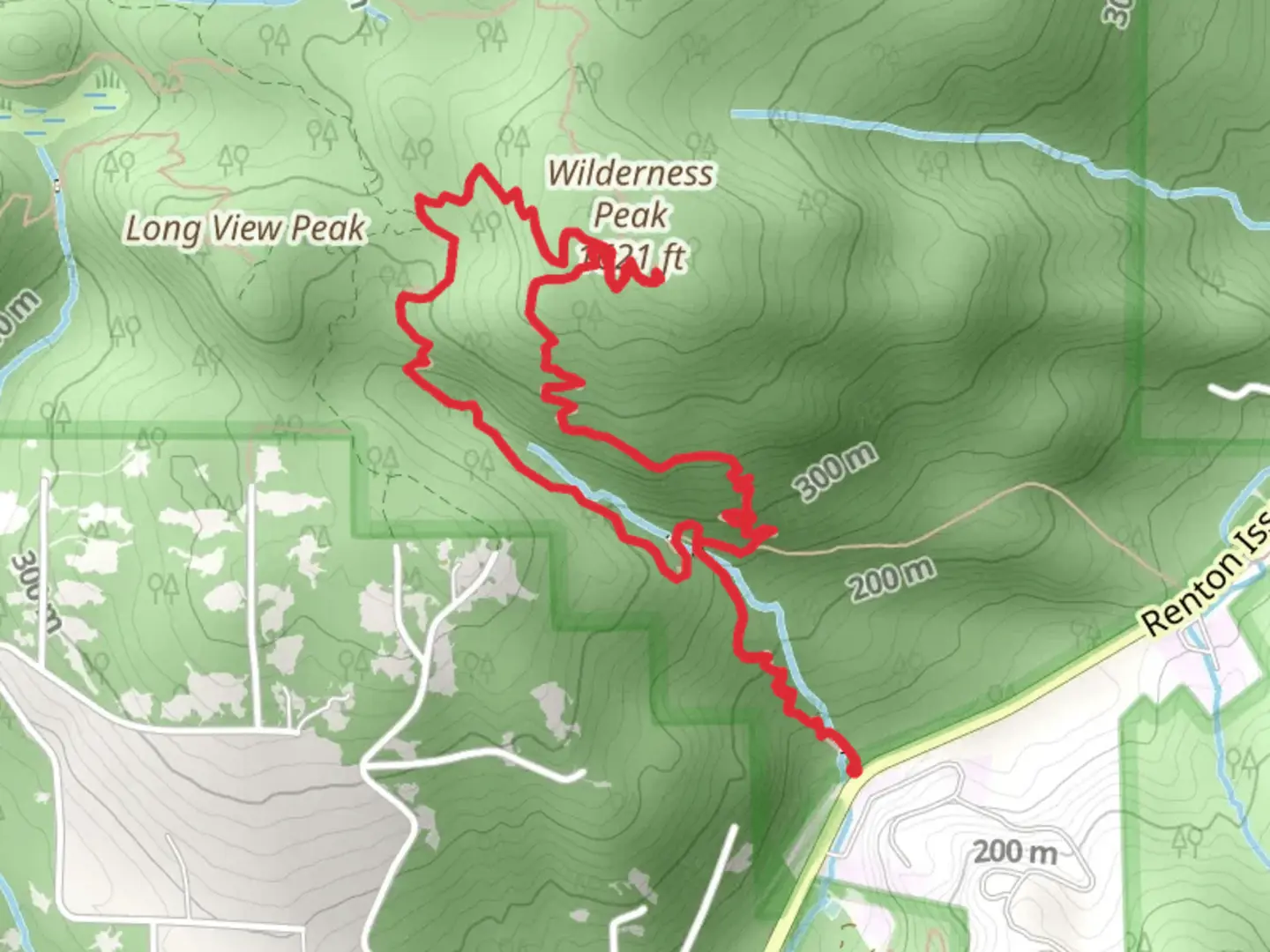 An image depicting the trail Whittaker Wilderness Peak and Wilderness Cliffs Loop Trail and its surrounding area.