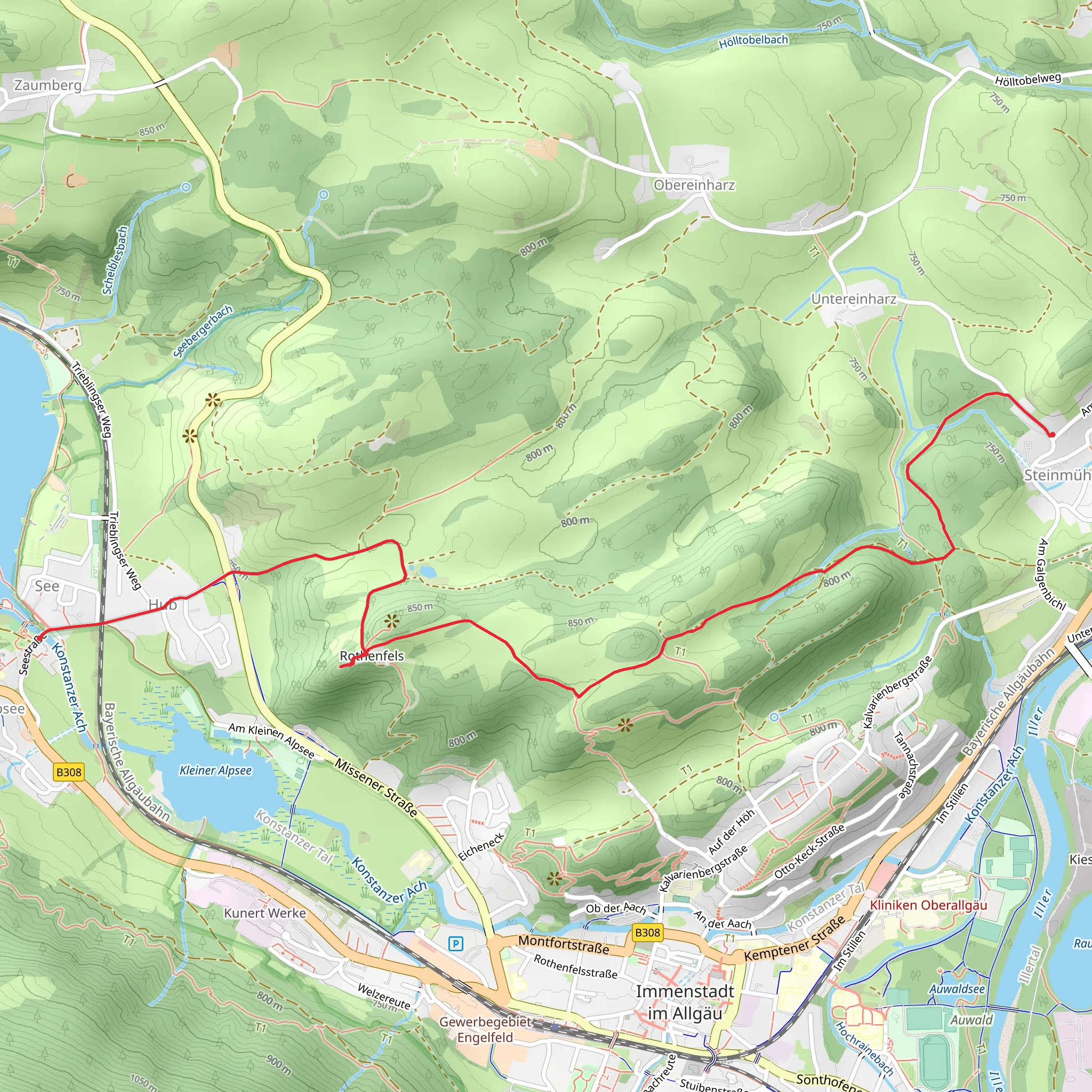 Burguine Rothenfels and Großer Alpsee mobile static map
