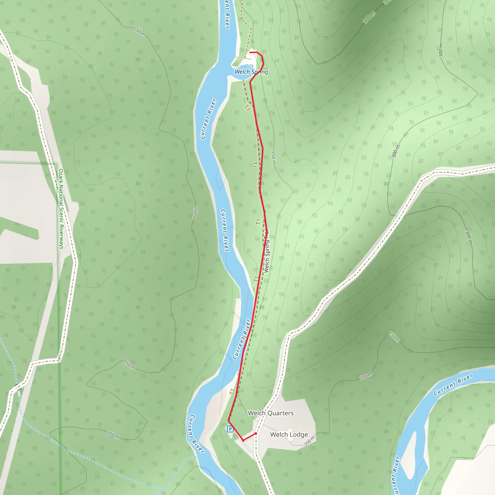 Walk along Current River mobile static map