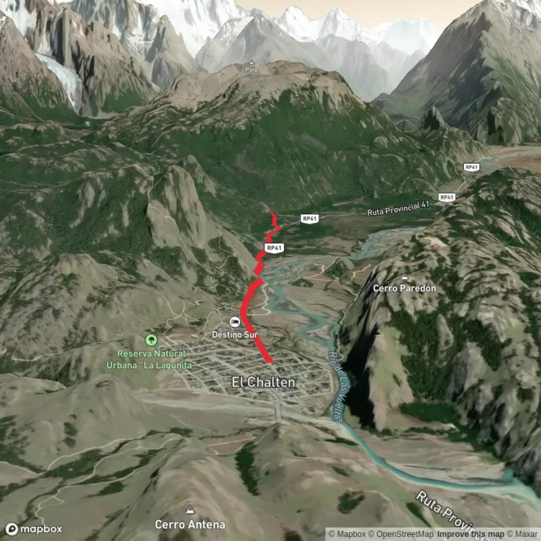 An image depicting the trail El Chalten a Chorrillo del Salto and its surrounding area.