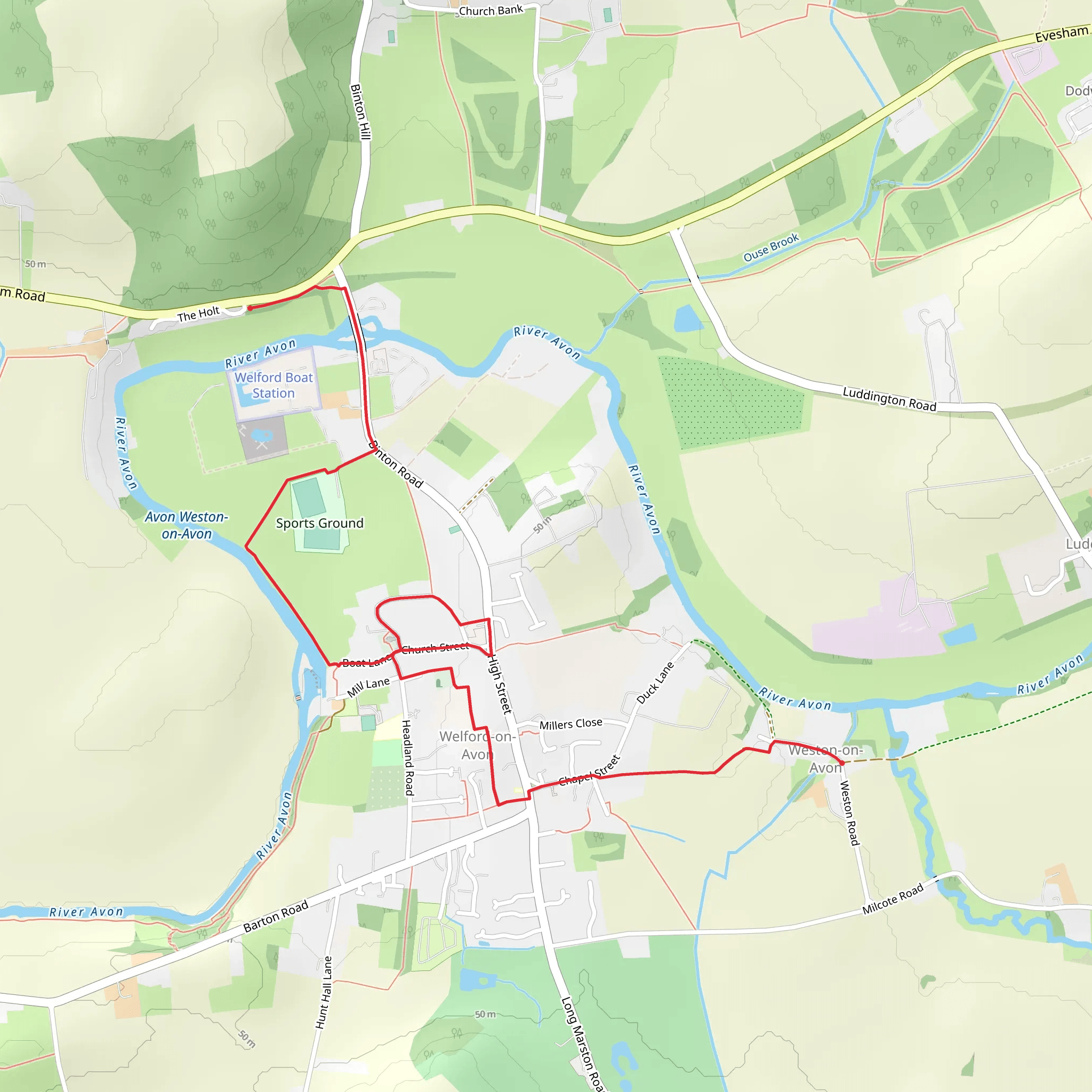 Waston on Avon and Welford on Avon Walk mobile static map