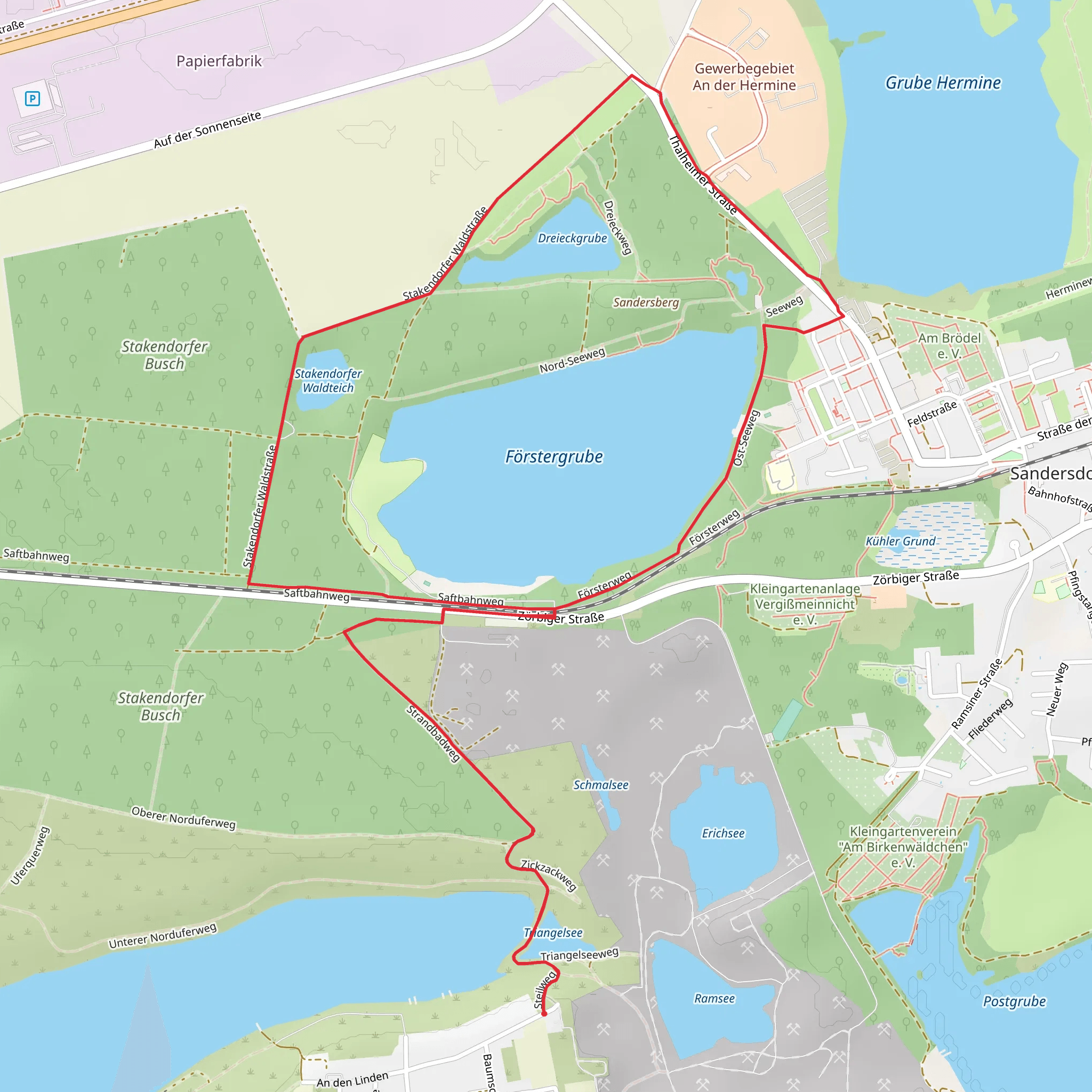 Förstergrube Loop via Landschaftssee Köckern mobile static map